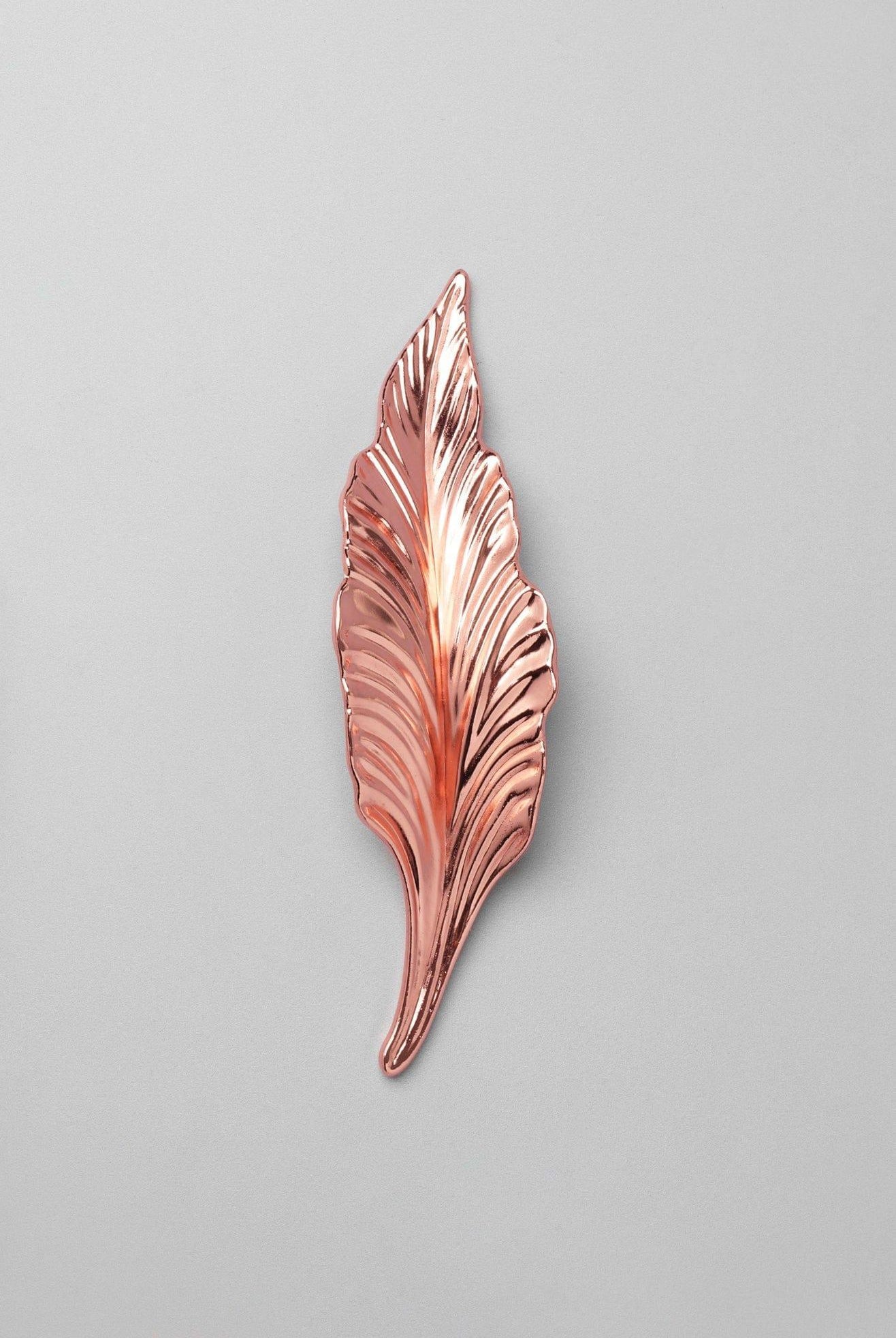 Large Rose Gold Leaves Cupboard Pull Draw Handle - G Decor