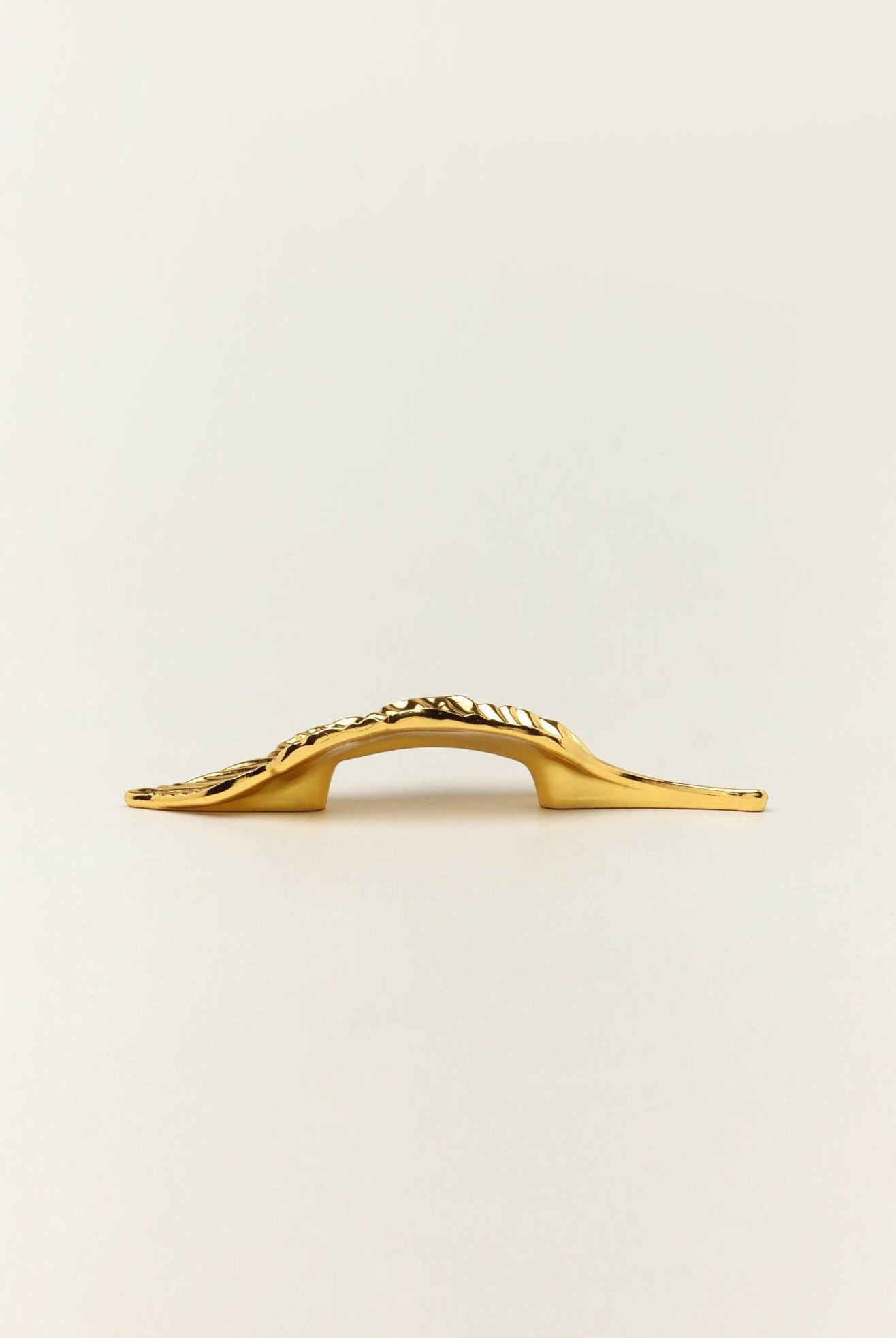 Large Shiny Gold Brass Leaves Cupboard Pull Draw Handles - G Decor