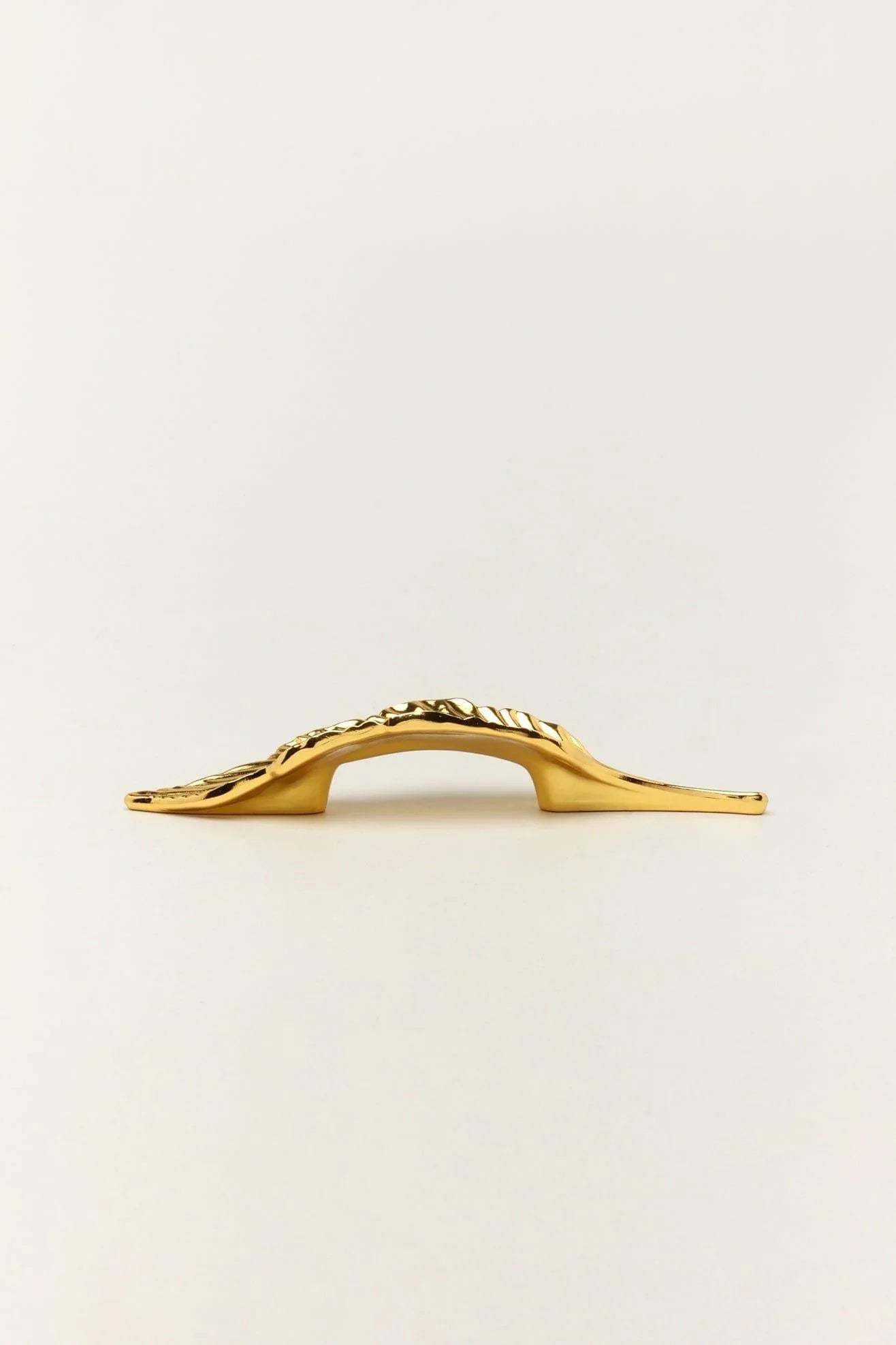 Large Shiny Gold Brass Leaves Cupboard Pull Draw Handles - G Decor