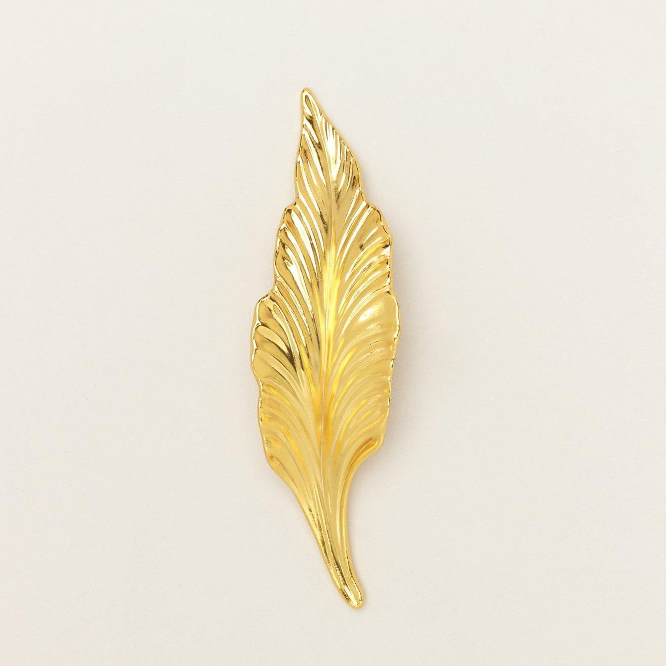 Large Shiny Gold Brass Leaves Cupboard Pull Draw Handles - G Decor