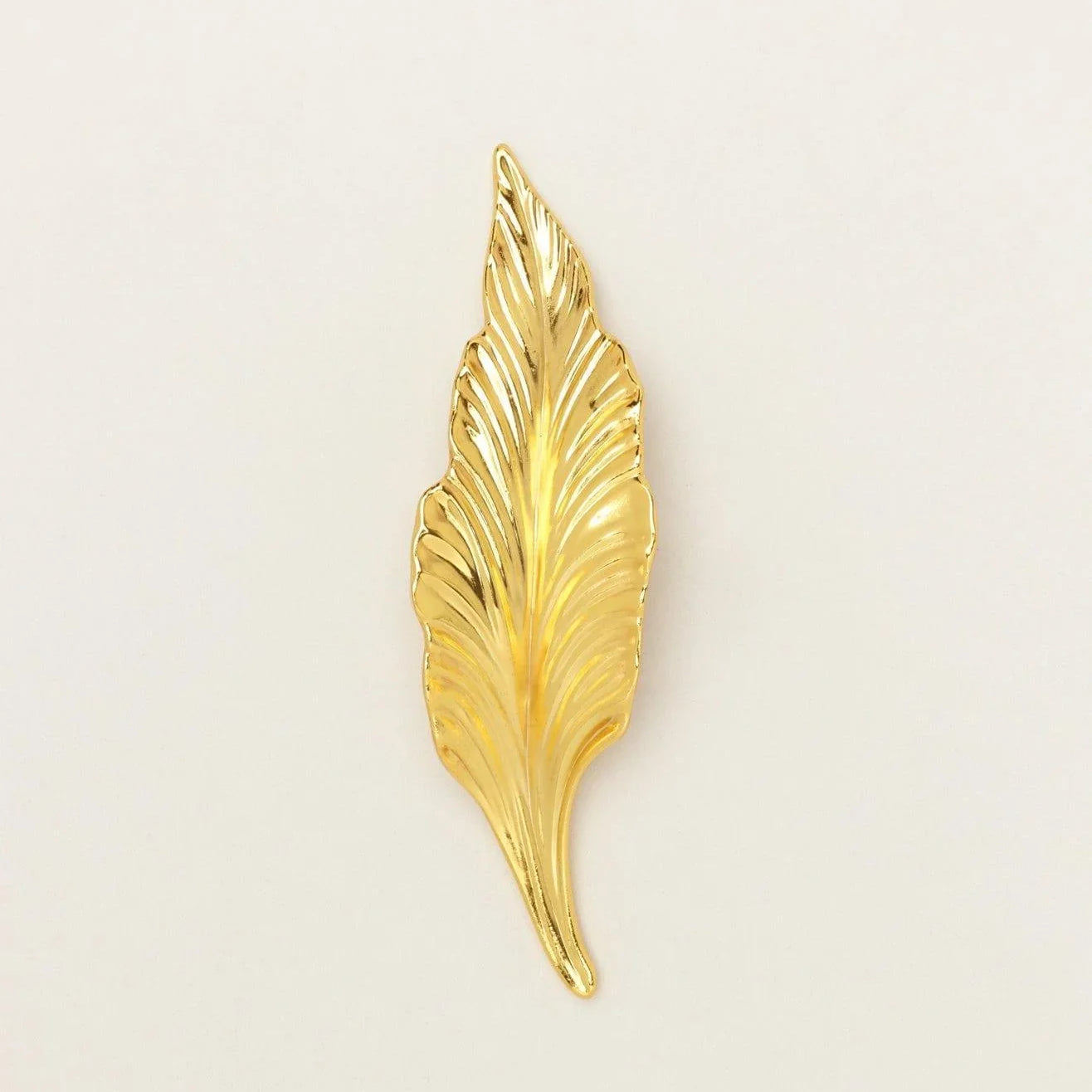 Large Shiny Gold Brass Leaves Cupboard Pull Draw Handles - G Decor