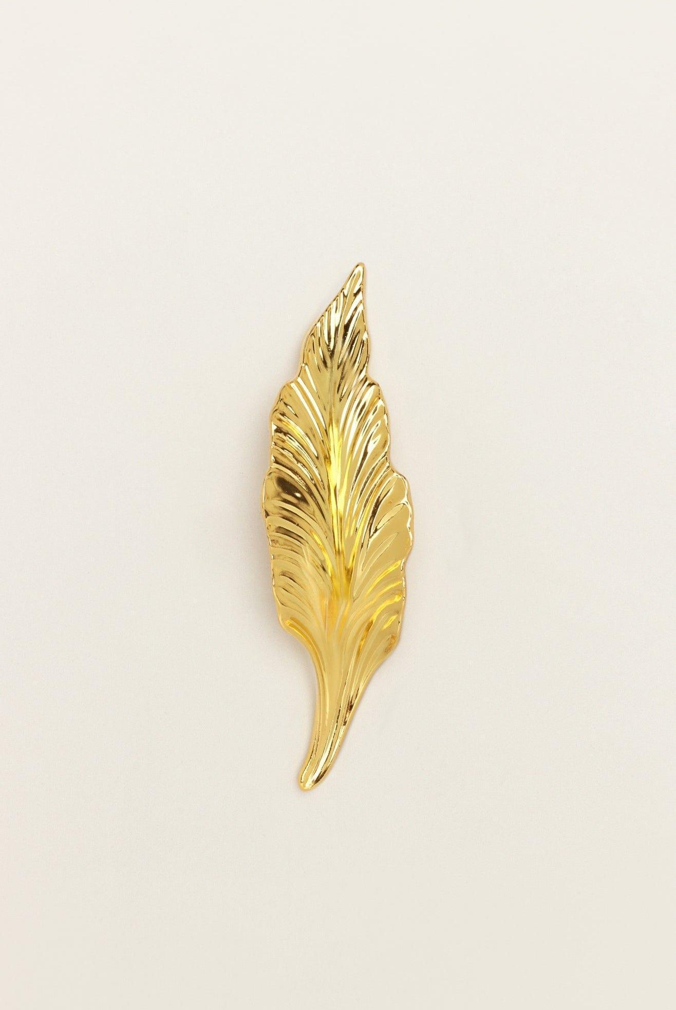 Large Shiny Gold Brass Leaves Cupboard Pull Draw Handles - G Decor