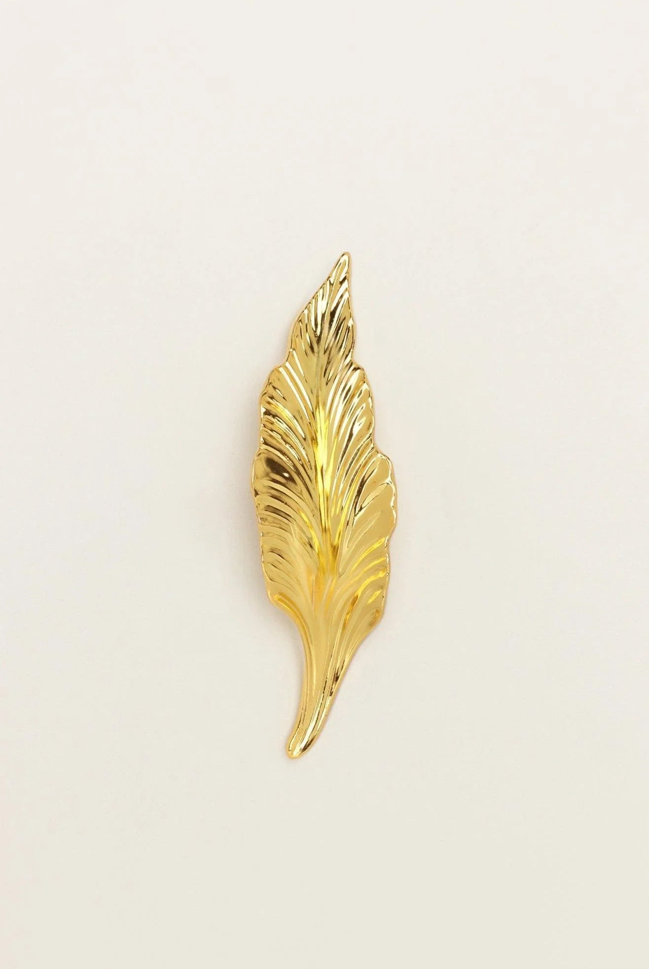 Large Shiny Gold Brass Leaves Cupboard Pull Draw Handles - G Decor