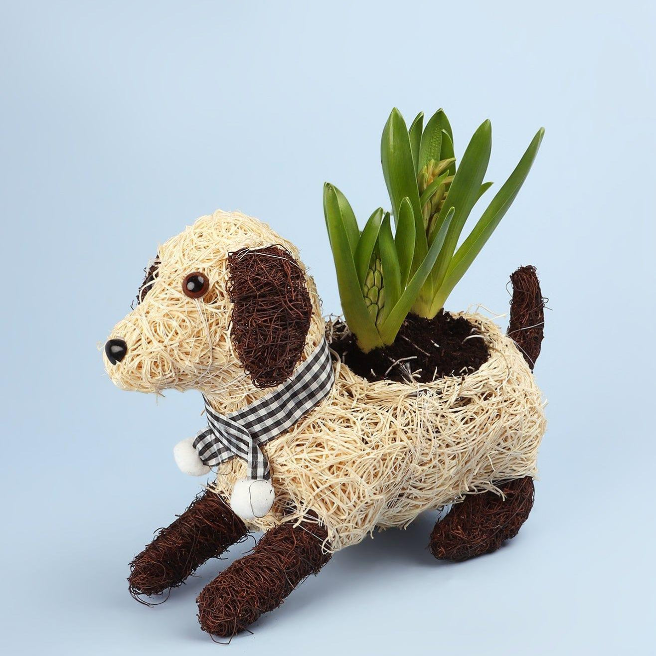 Lovely Sitting Fibre Dog Planter - G Decor