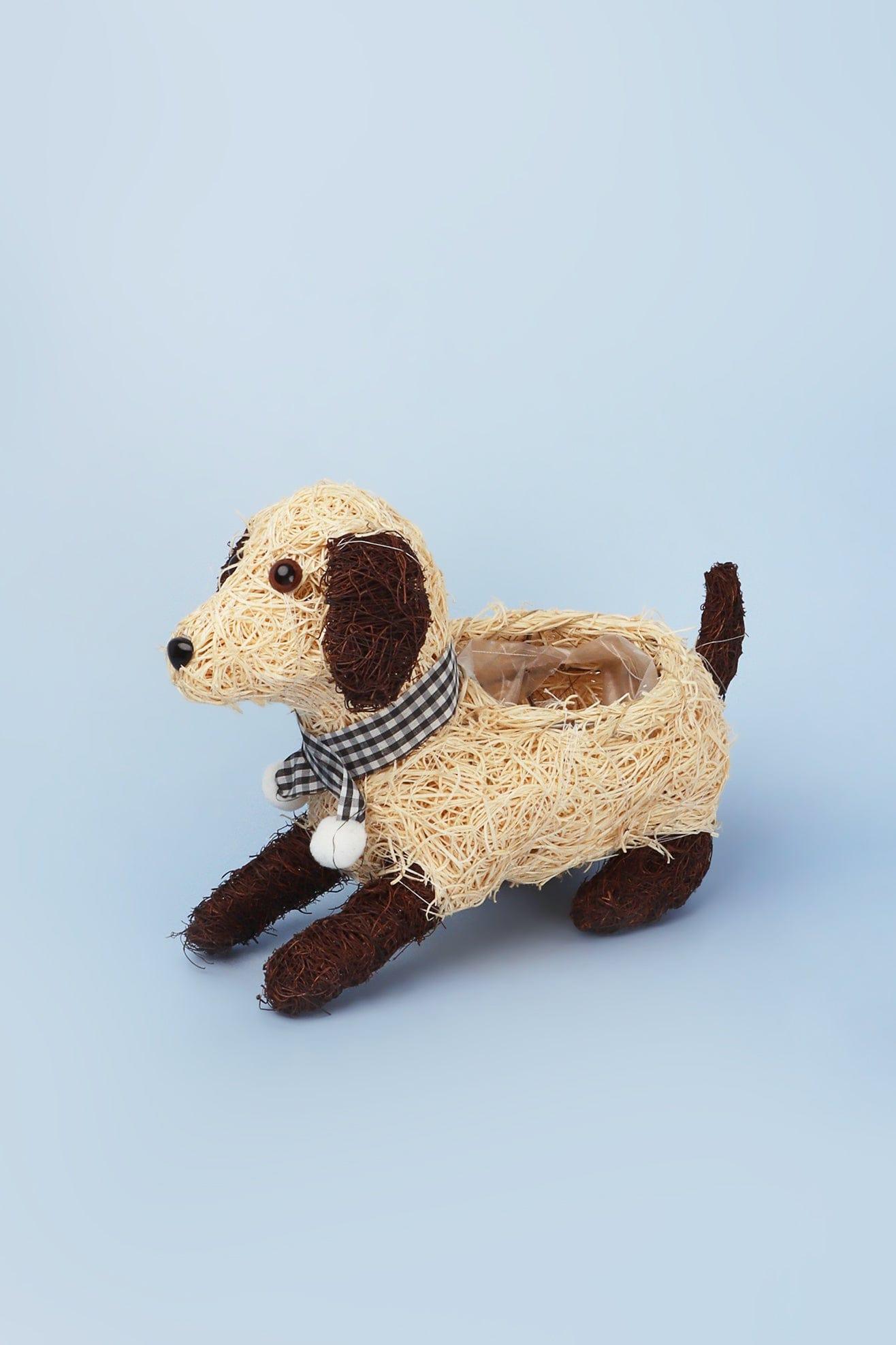 Lovely Sitting Fibre Dog Planter - G Decor