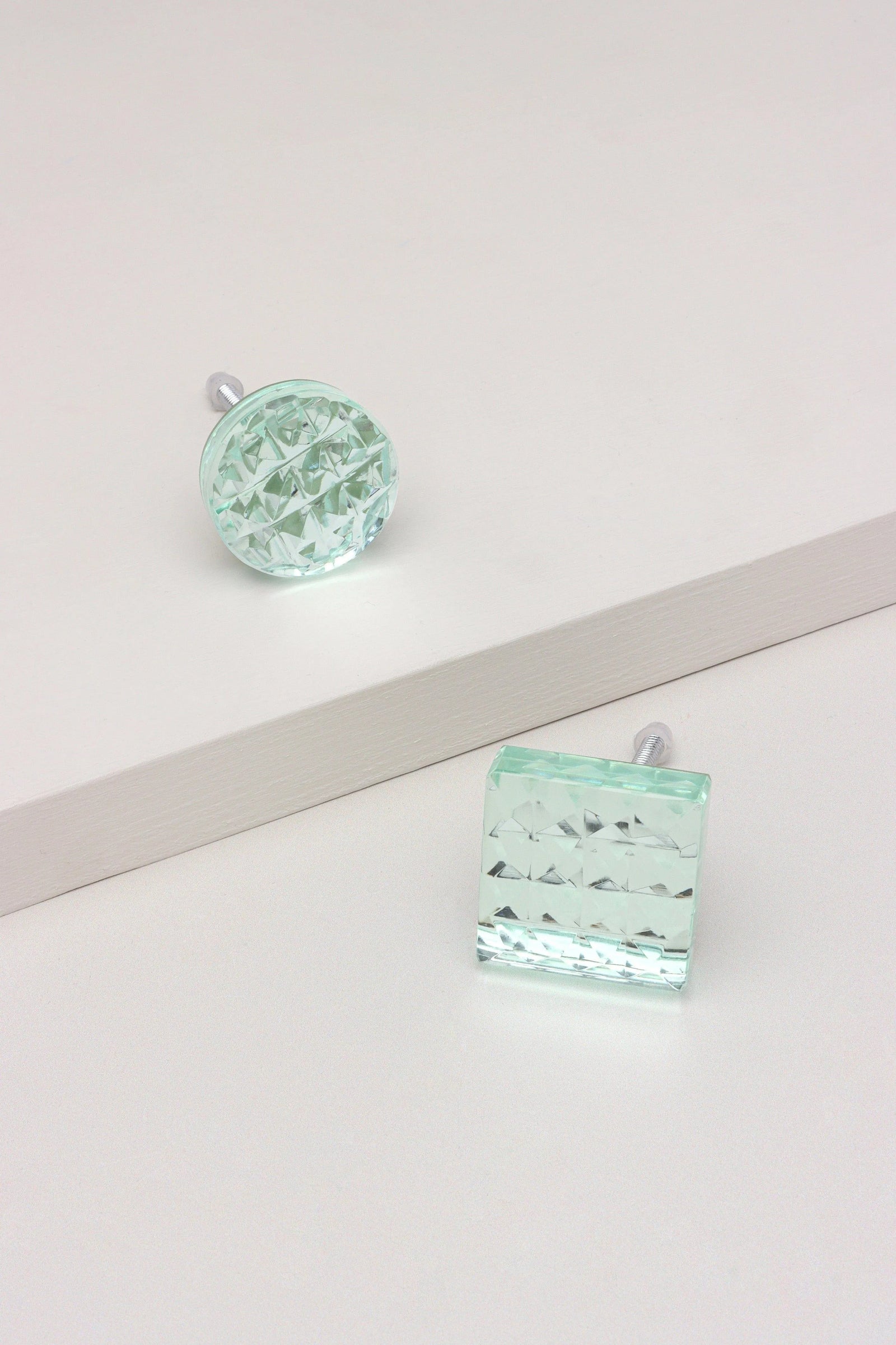 Lumiére Diamond-Cut Crystal Glass Cabinet Knob — G Decor