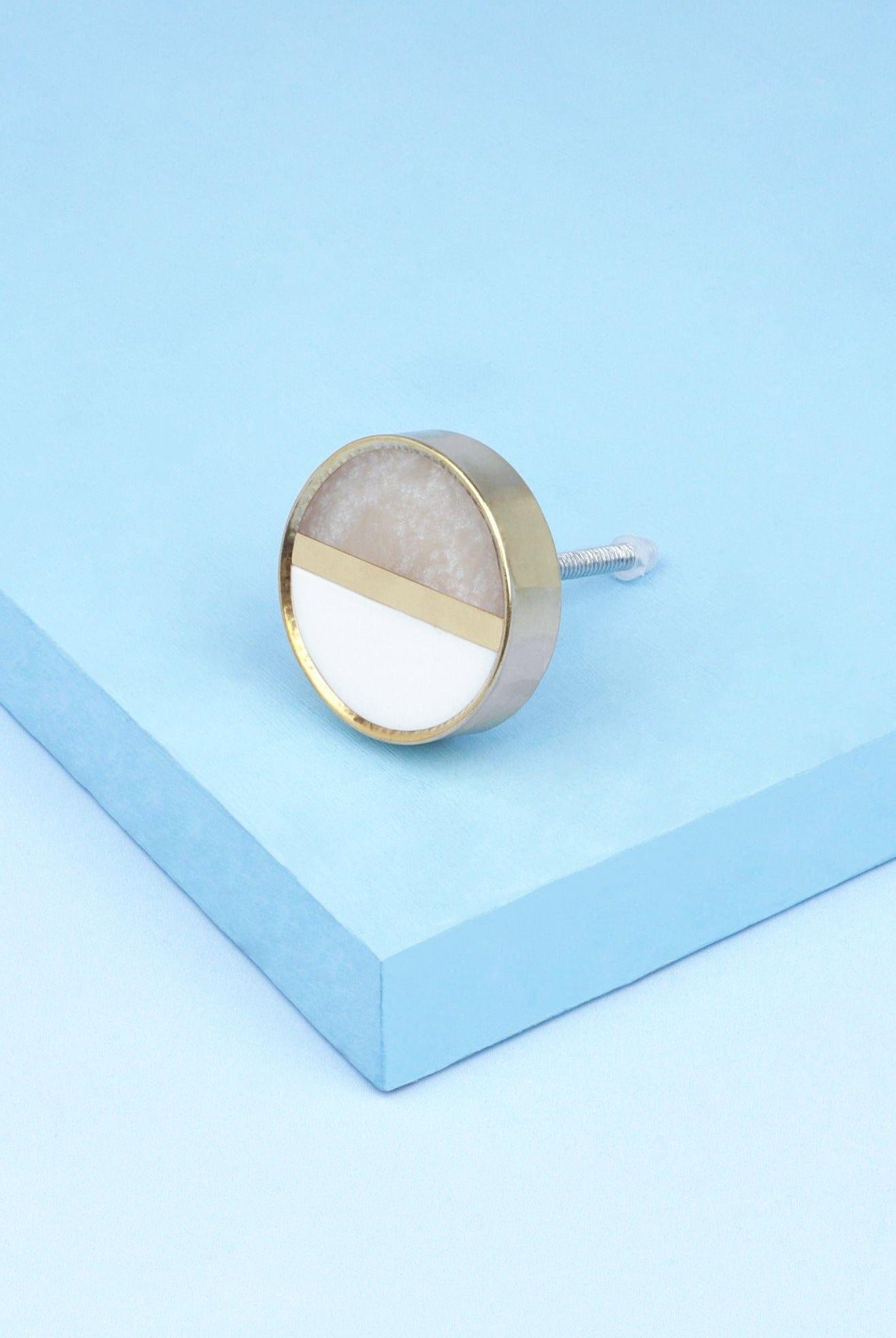 Lunar Crest White & Gold Two-Tone Door Knob & Pull Handle - G Decor