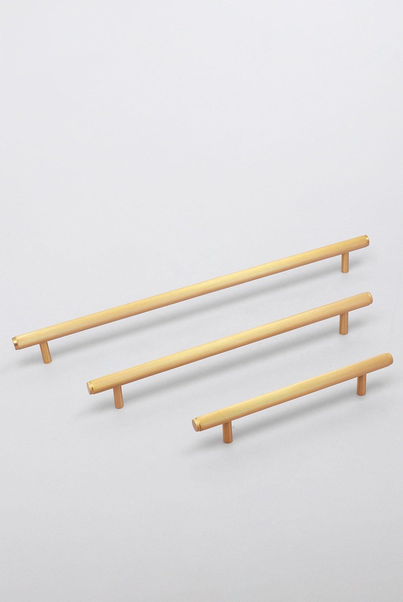 Matt Brass Solid Knurled T Bar Kitchen Gold Cupboard Handles - G Decor