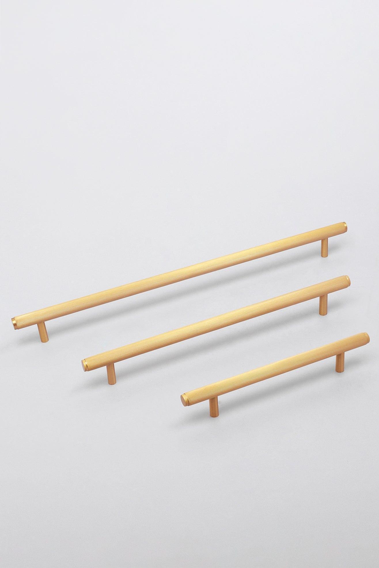 Matt Brass Solid Knurled T Bar Kitchen Gold Cupboard Handles - G Decor