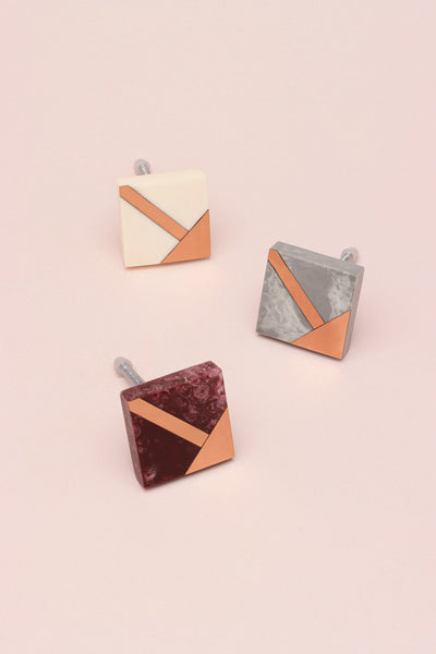 Matteo Deco Marble Effect Cabinet Knob in Rose Gold and Earth Tones