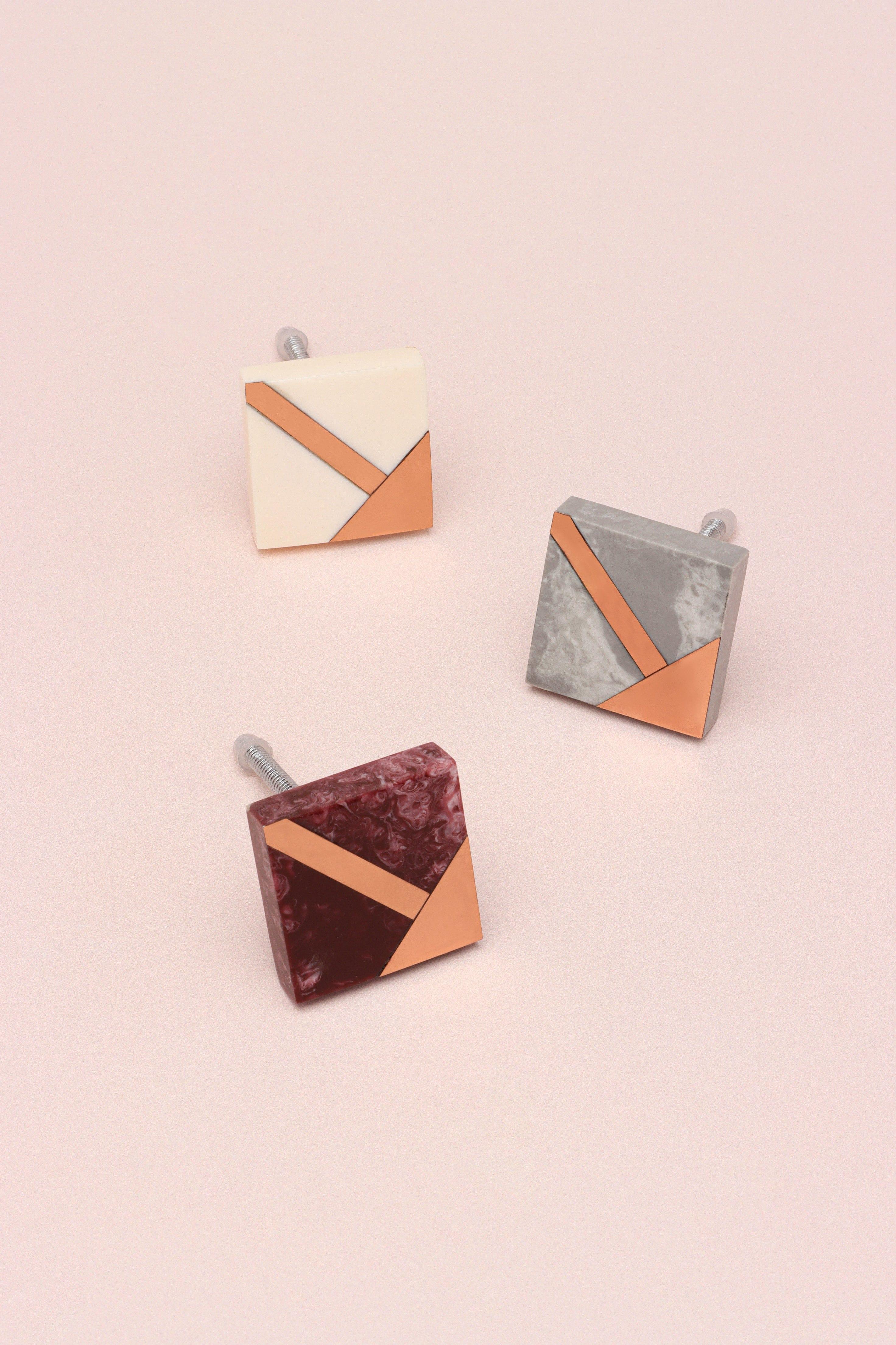 Matteo Deco Marble Effect & Rose Gold Knob Earth Tones - G Decor