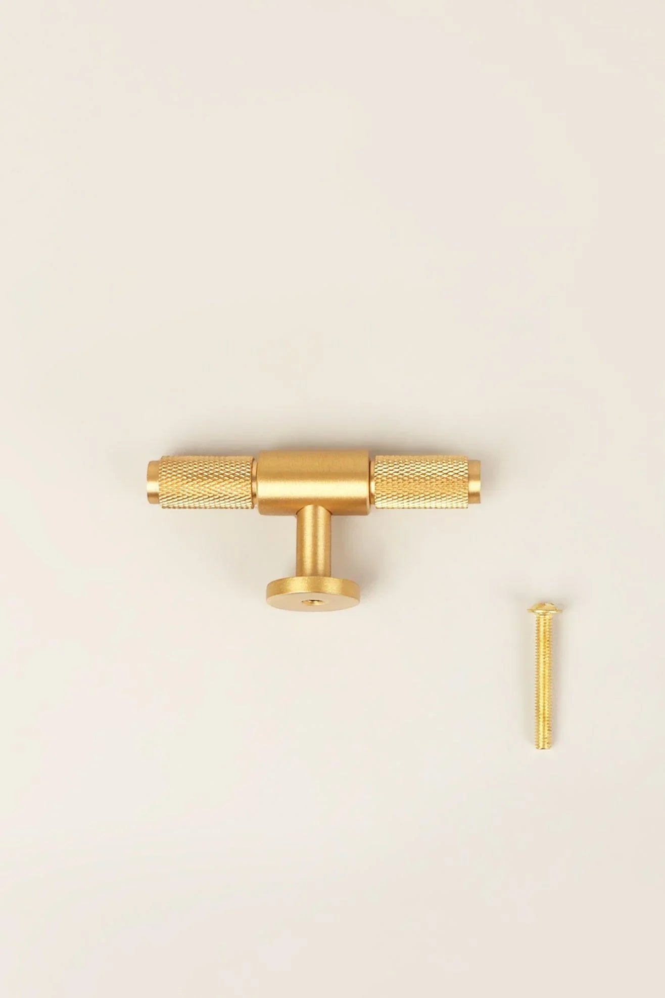 Mayfair Knurled Brass Single T-Bar Handle — lifestyle view, G Decor
