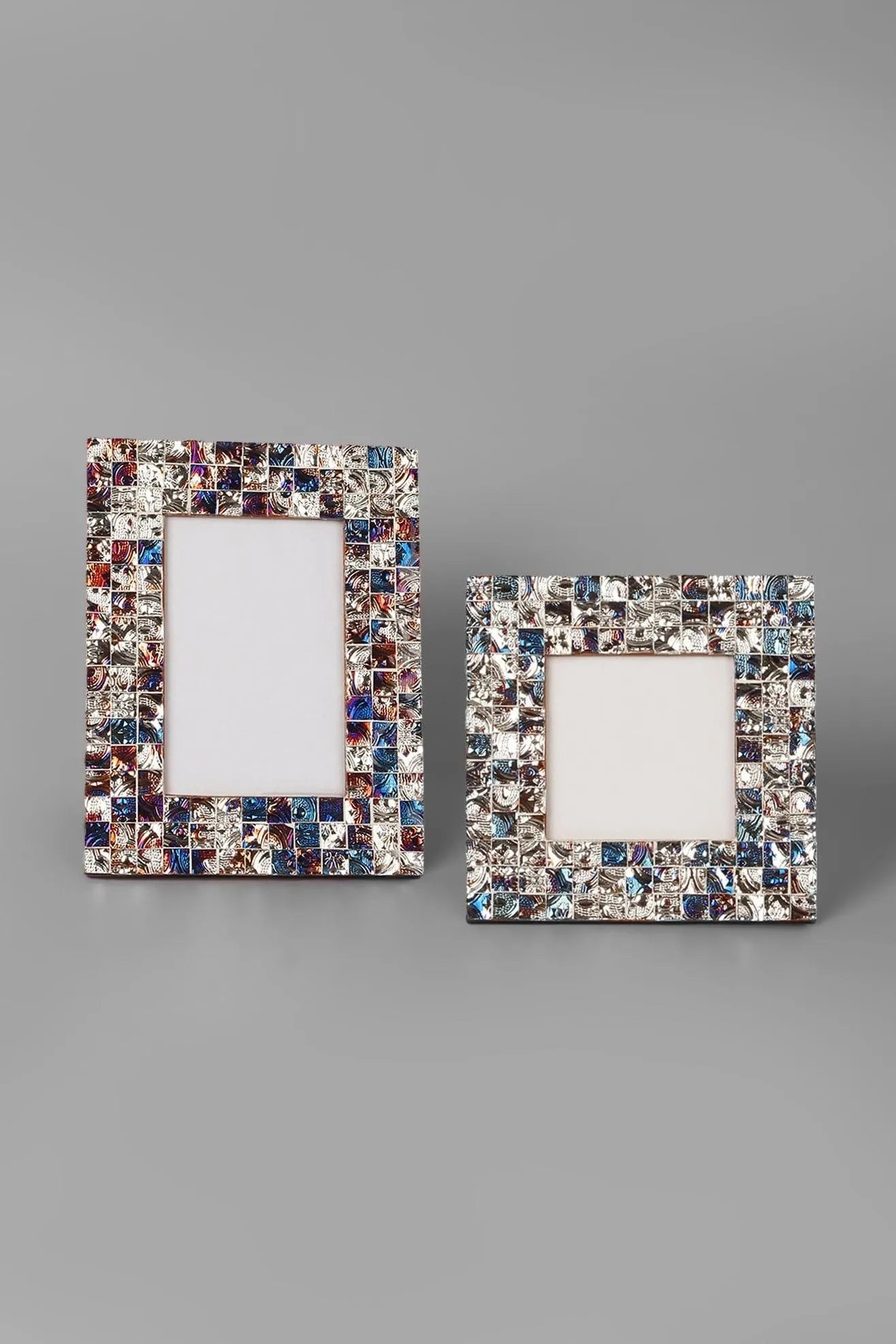 Mediterranean Silver and Blue Mosaic Photo Frame — alternate view, G Decor
