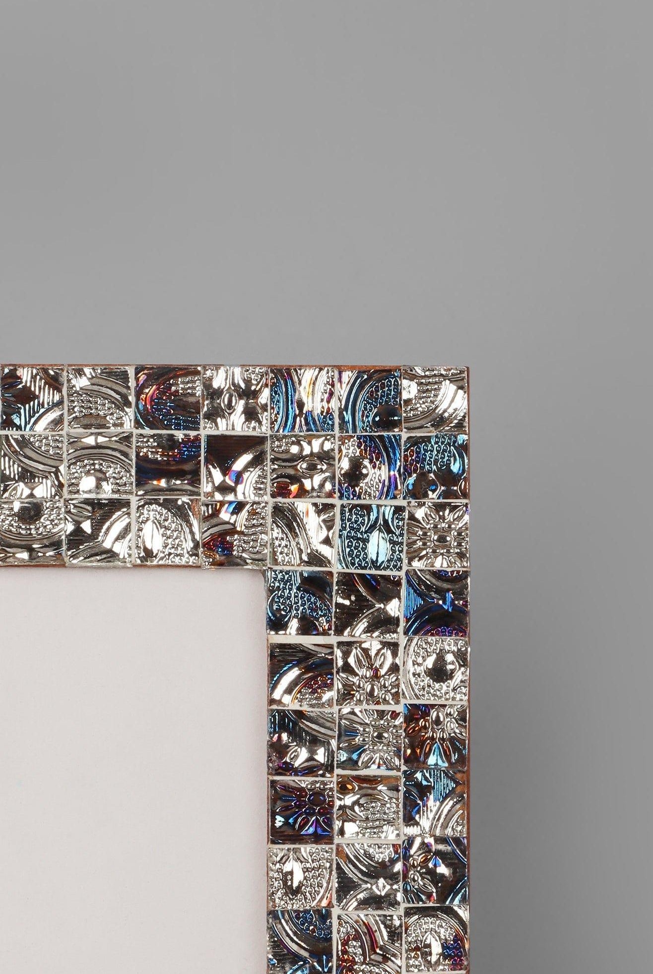 Mediterranean Handmade Silver & Blue Mosaic Photo Frame Coastal Picture Display - G Decor