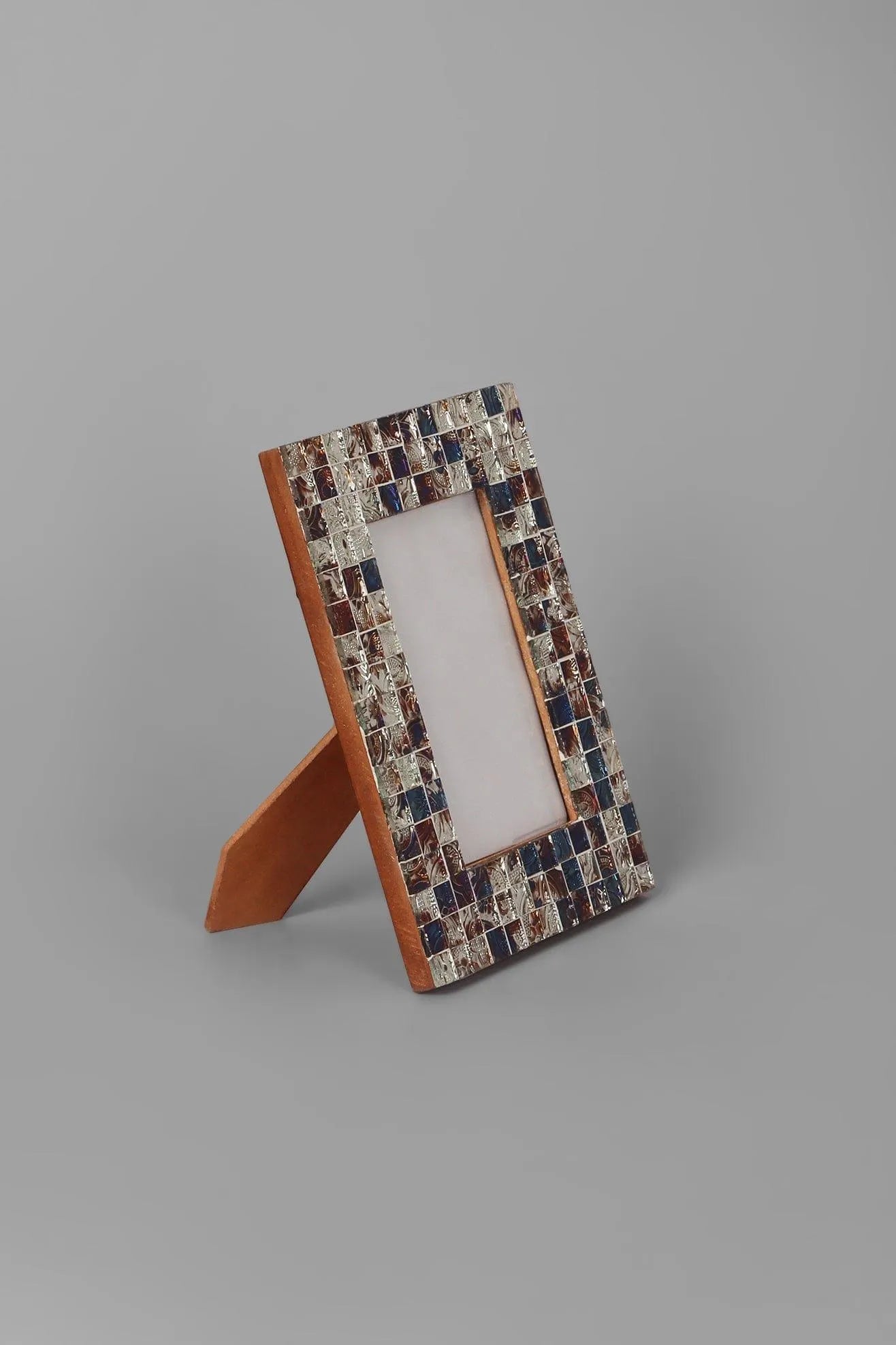 Mediterranean Silver and Blue Mosaic Photo Frame — view 6, G Decor