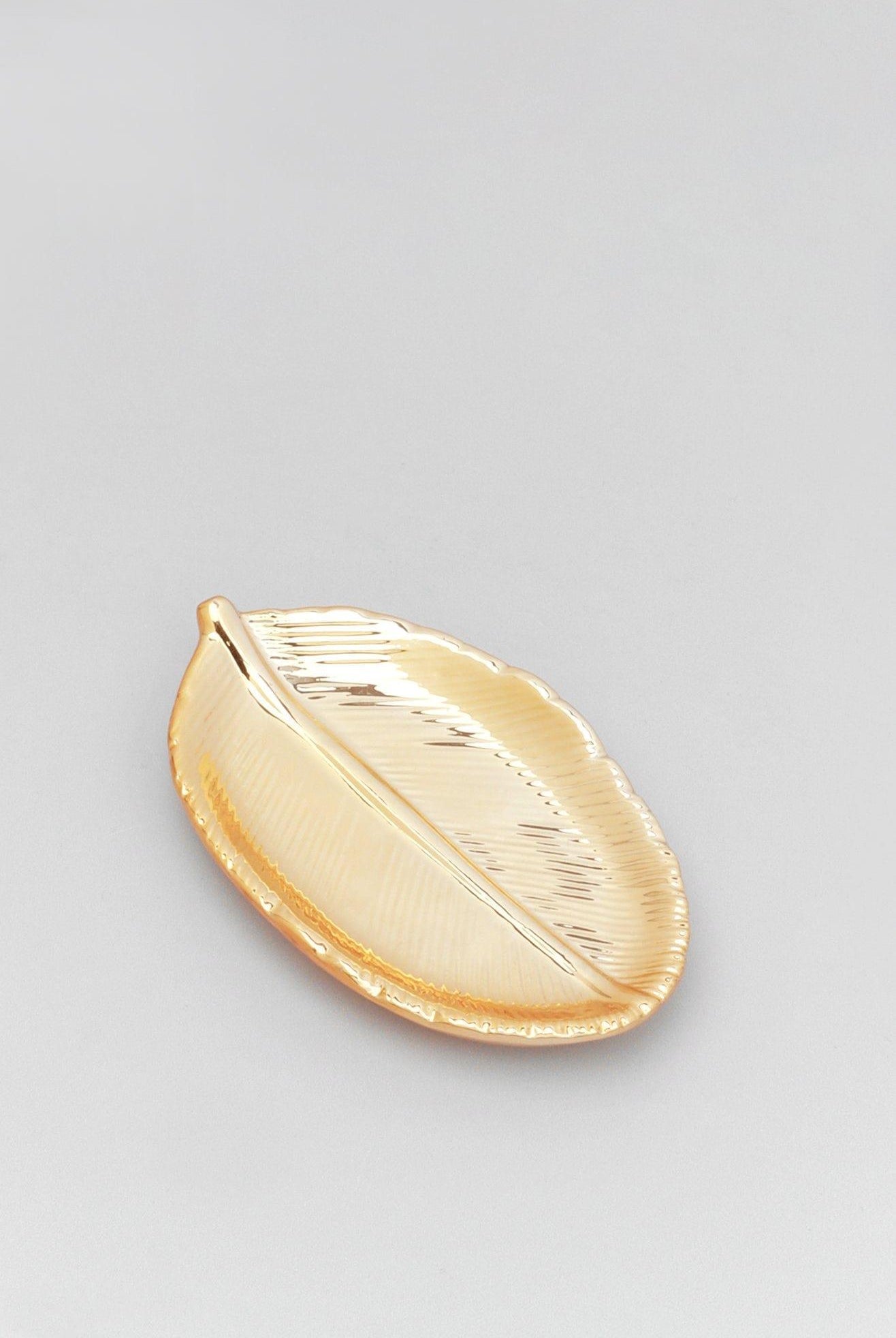 Metallic Shiny Ornate Nature Leaf Textured Jewellery Tray - G Decor