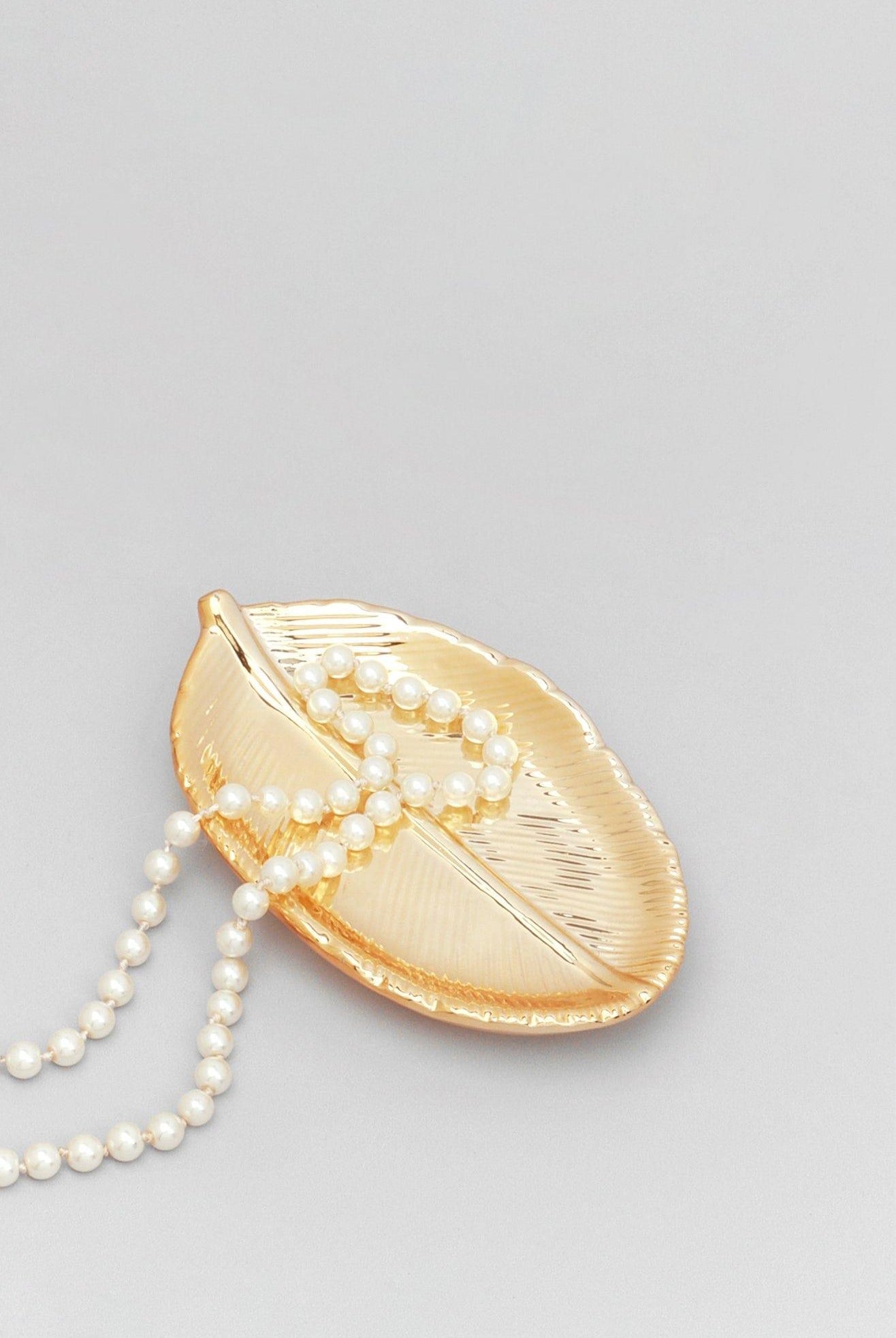 Metallic Shiny Ornate Nature Leaf Textured Jewellery Tray - G Decor