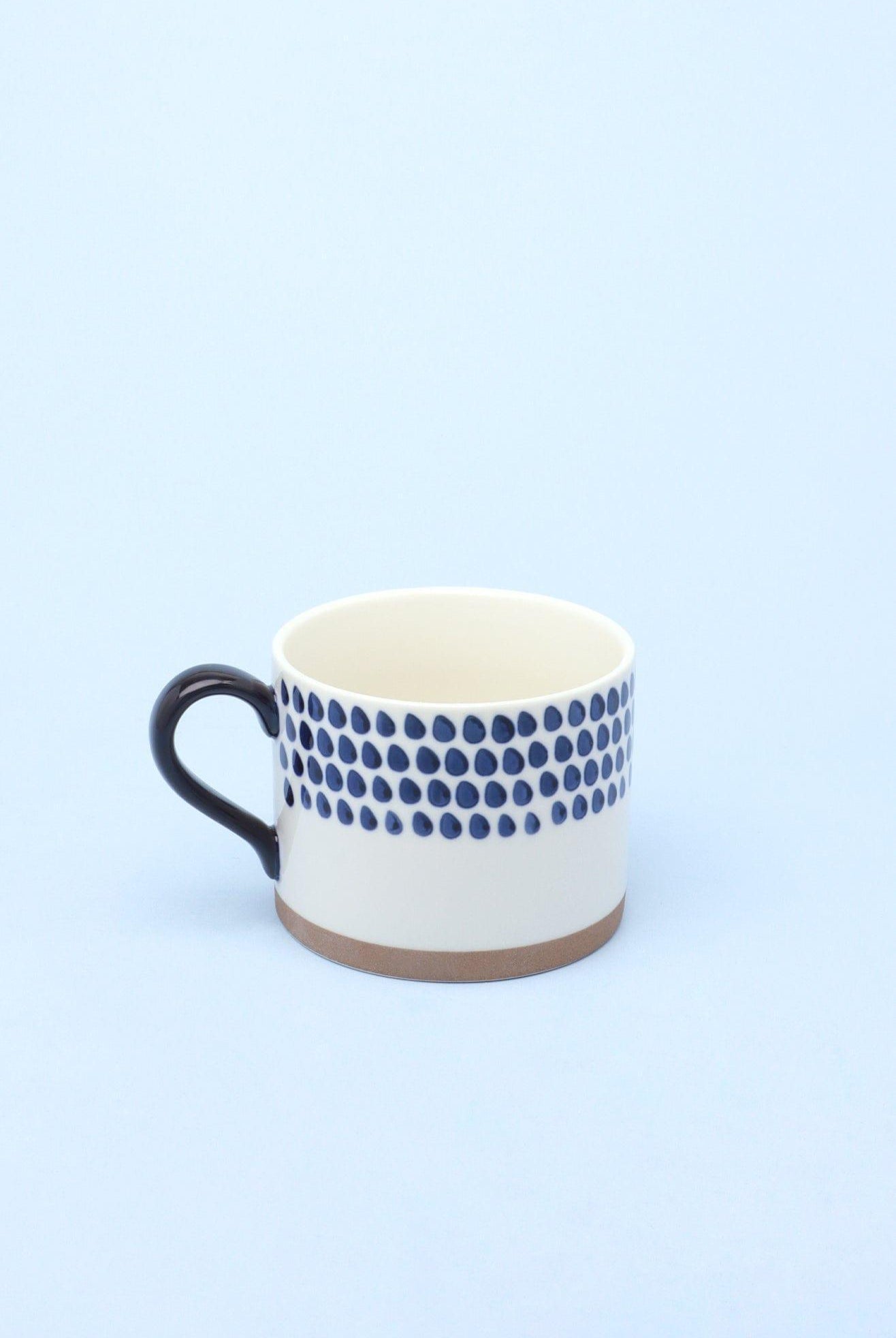 Milo Set of 4 Handcrafted Ceramic Mugs Large Cups with Blue Brushstroke Design - G Decor