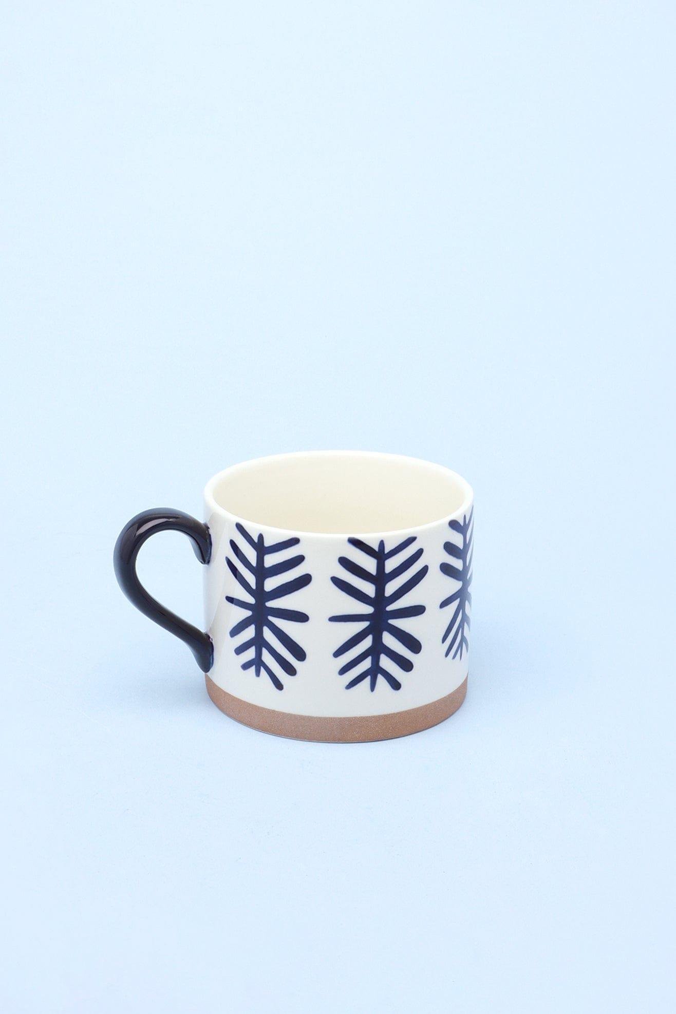 Milo Set of 4 Handcrafted Ceramic Mugs Large Cups with Blue Brushstroke Design - G Decor