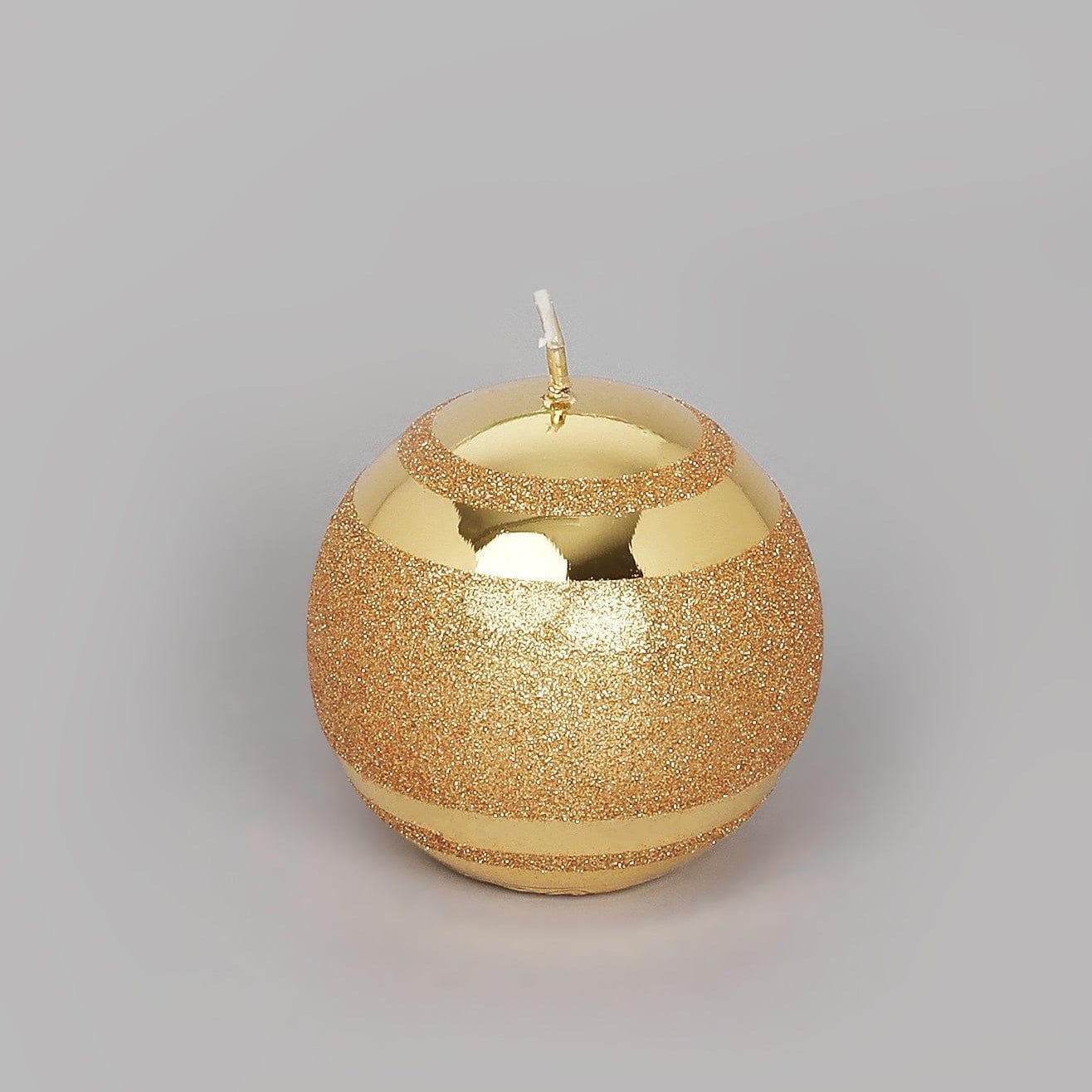 Mirror Glass Effect Clarae Limited Edition Hand-Finished Gold Stripe Glitter Pillar & Ball Candles - G Decor