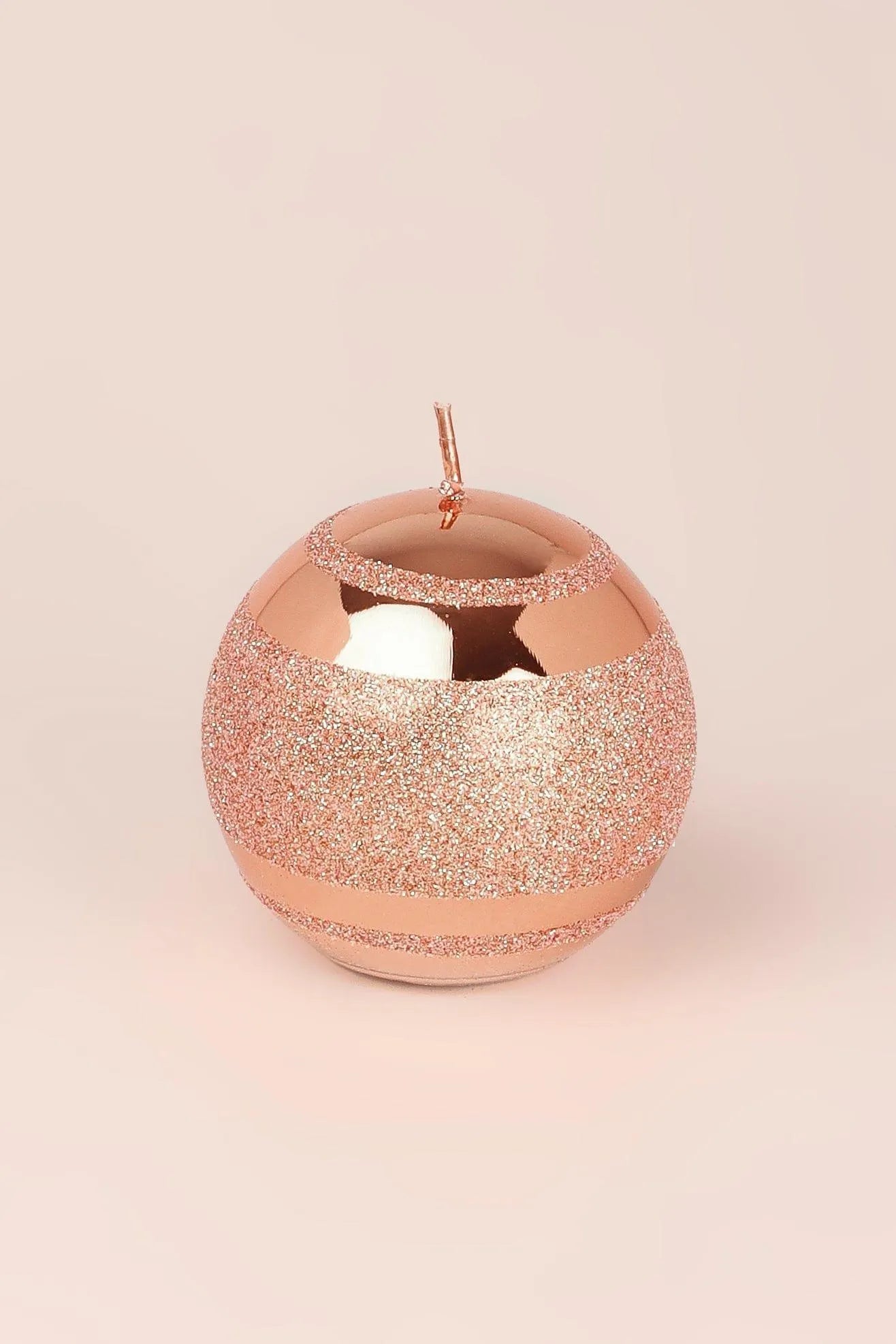 Clarae Pillar and Ball Candles, Rose Gold Stripe — alternate view, G Decor
