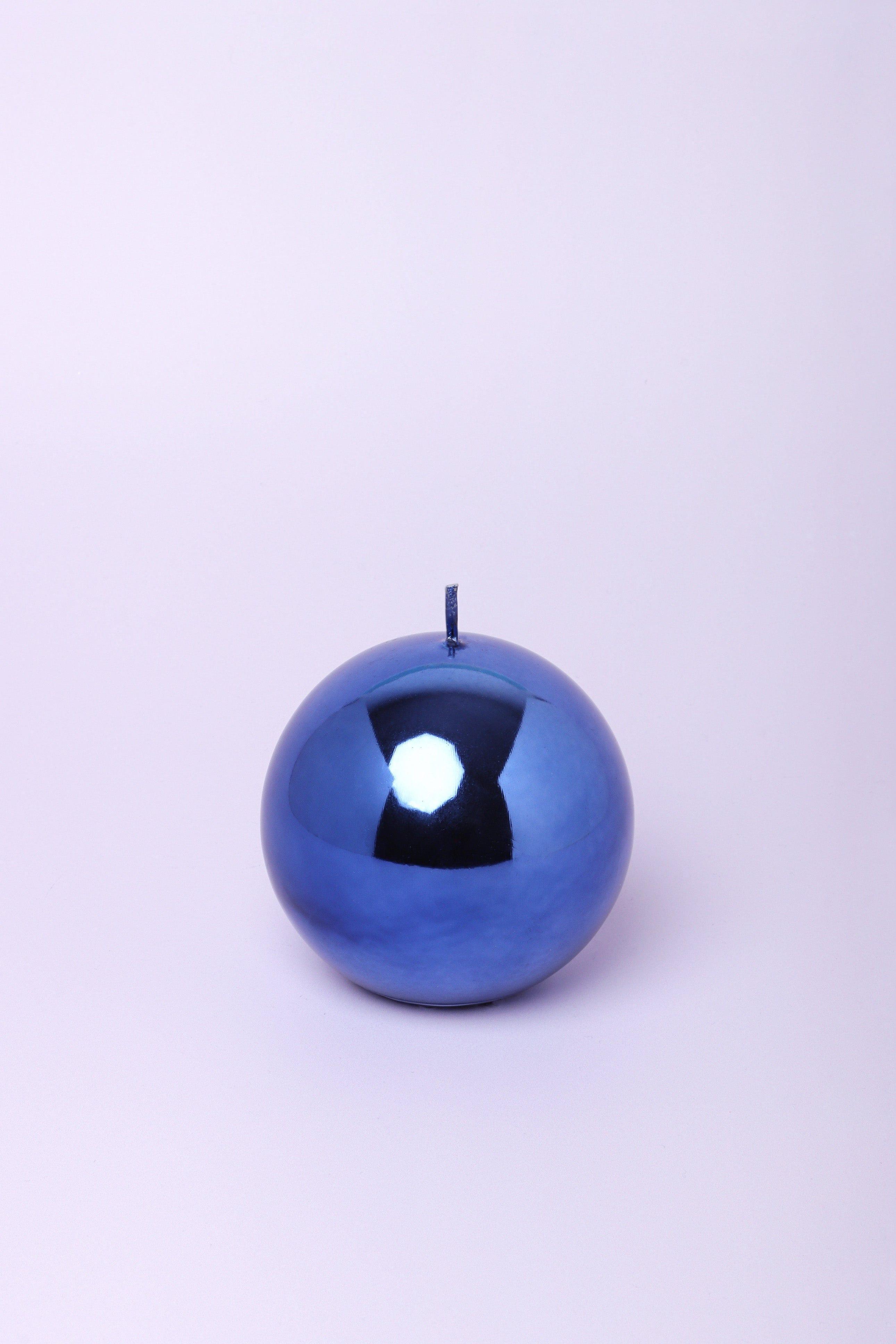 Mirror Glass Effect Limited Edition Clarae Reflet Deep Sapphire Pillar & Ball Candle - G Decor