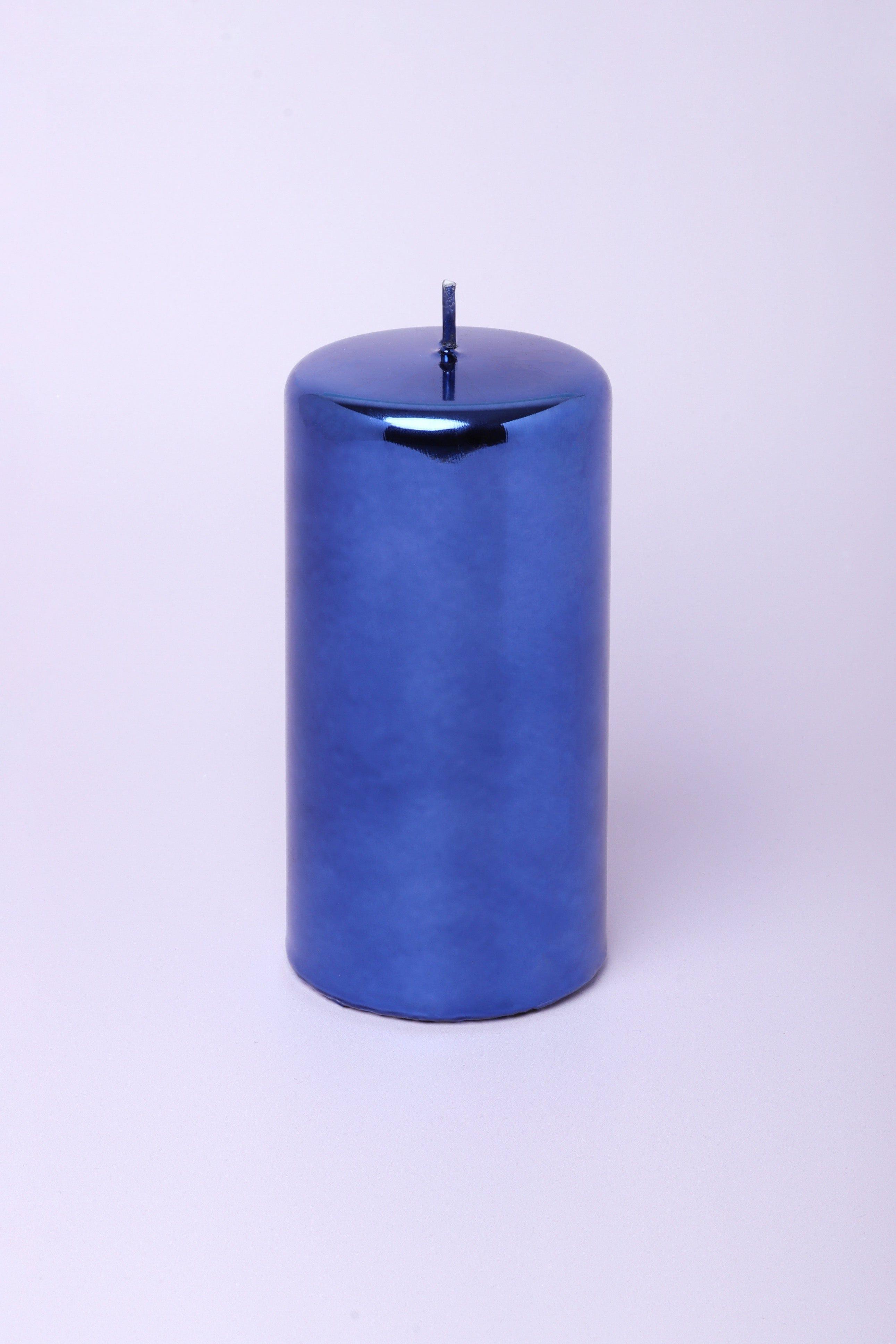 Mirror Glass Effect Limited Edition Clarae Reflet Deep Sapphire Pillar & Ball Candle - G Decor
