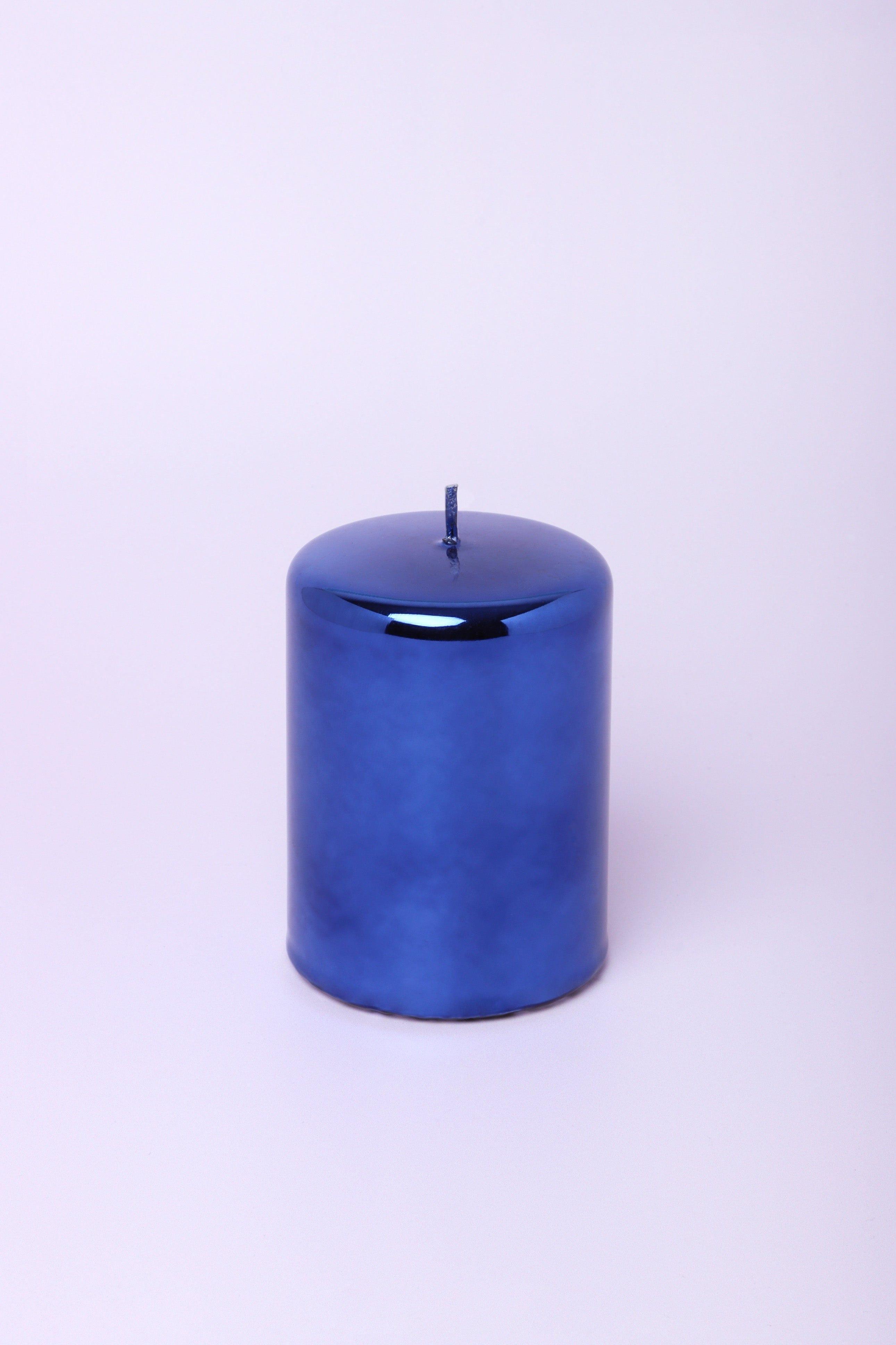Mirror Glass Effect Limited Edition Clarae Reflet Deep Sapphire Pillar & Ball Candle - G Decor