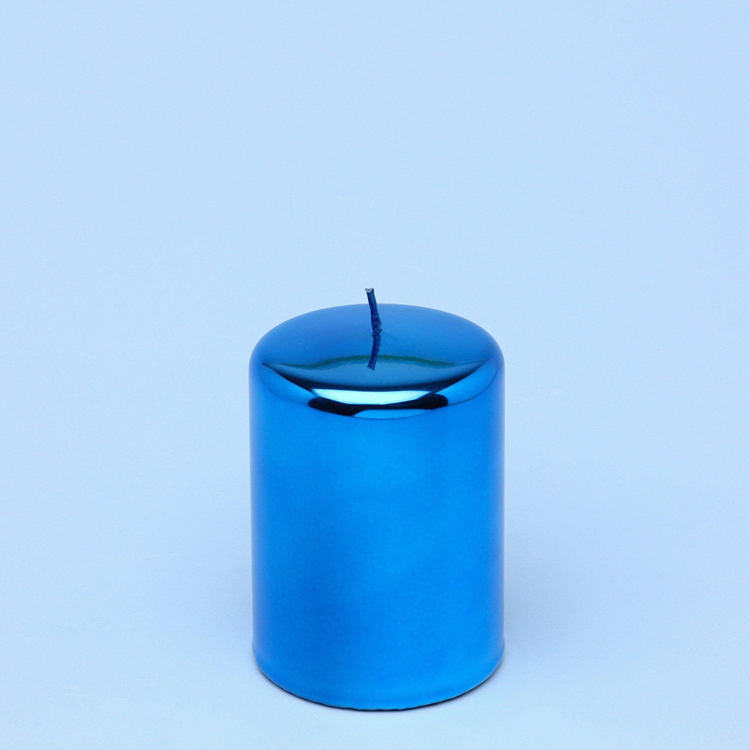 Mirror Glass Effect Limited Edition Clarae Reflet Electric Azure Pillar & Ball Candle - G Decor