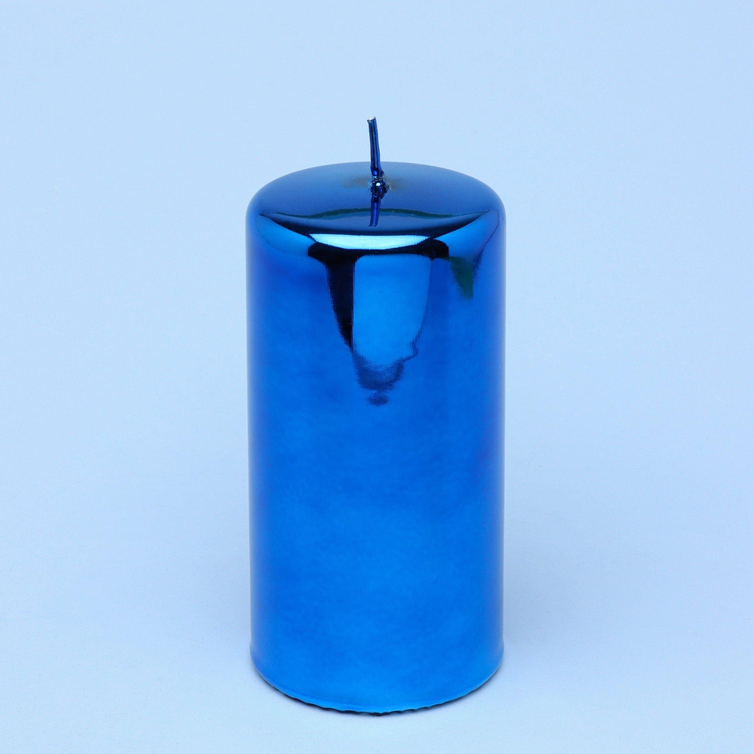 Mirror Glass Effect Limited Edition Clarae Reflet Electric Azure Pillar & Ball Candle - G Decor