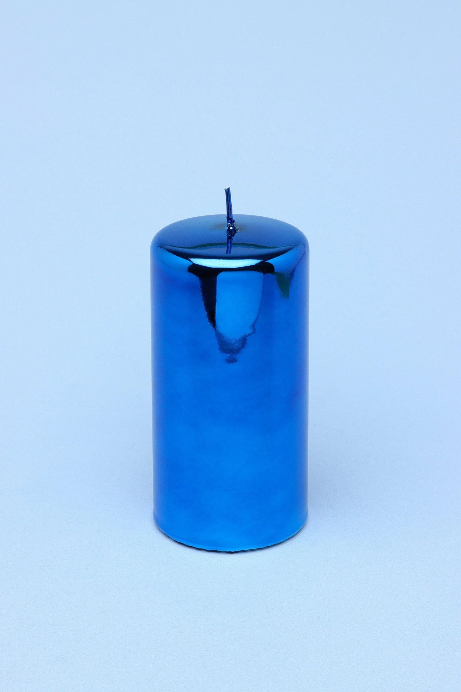Clarae Reflet Mirror Glass Pillar and Ball Candle in Electric Azure — lifestyle view, G Decor