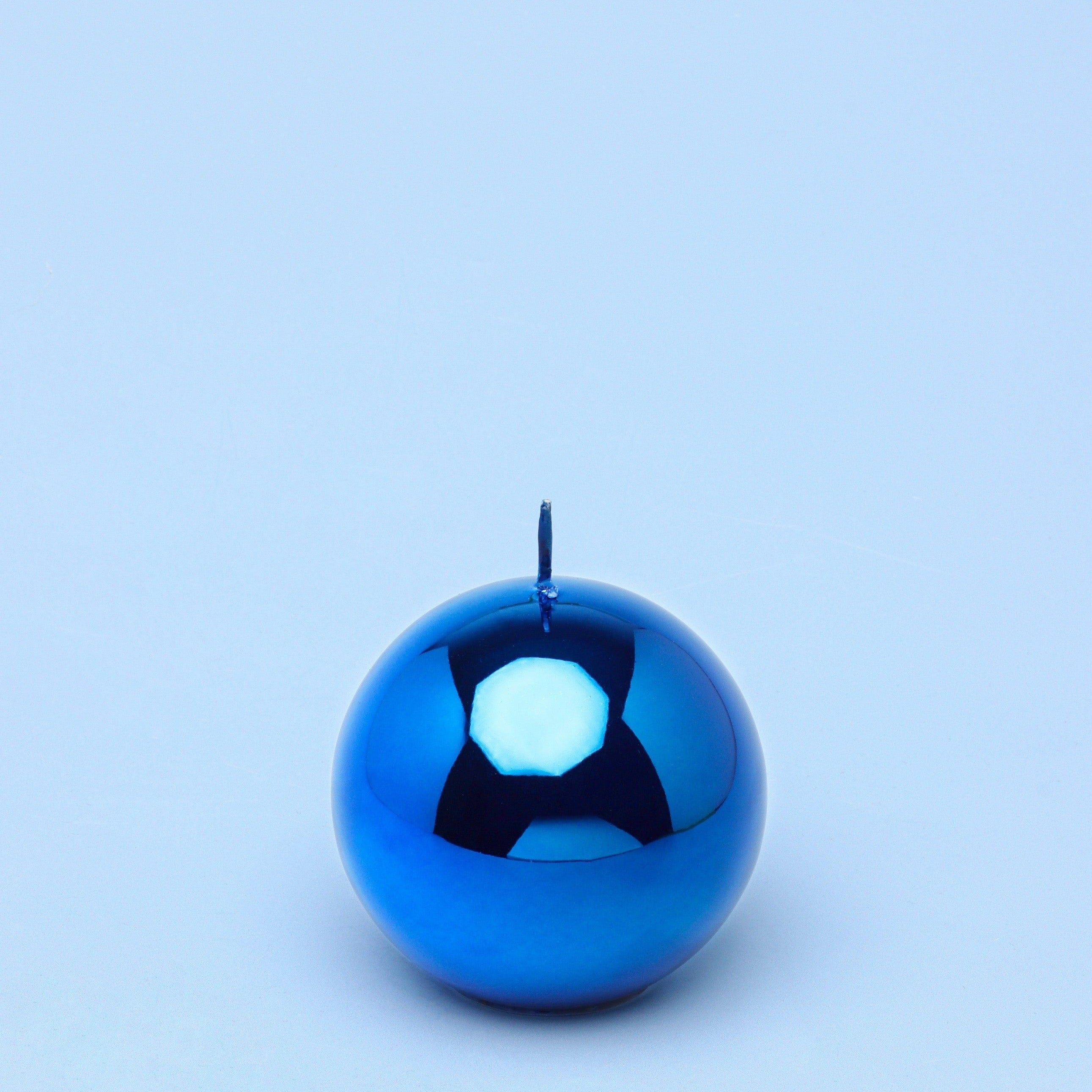 Mirror Glass Effect Limited Edition Clarae Reflet Electric Azure Pillar & Ball Candle - G Decor