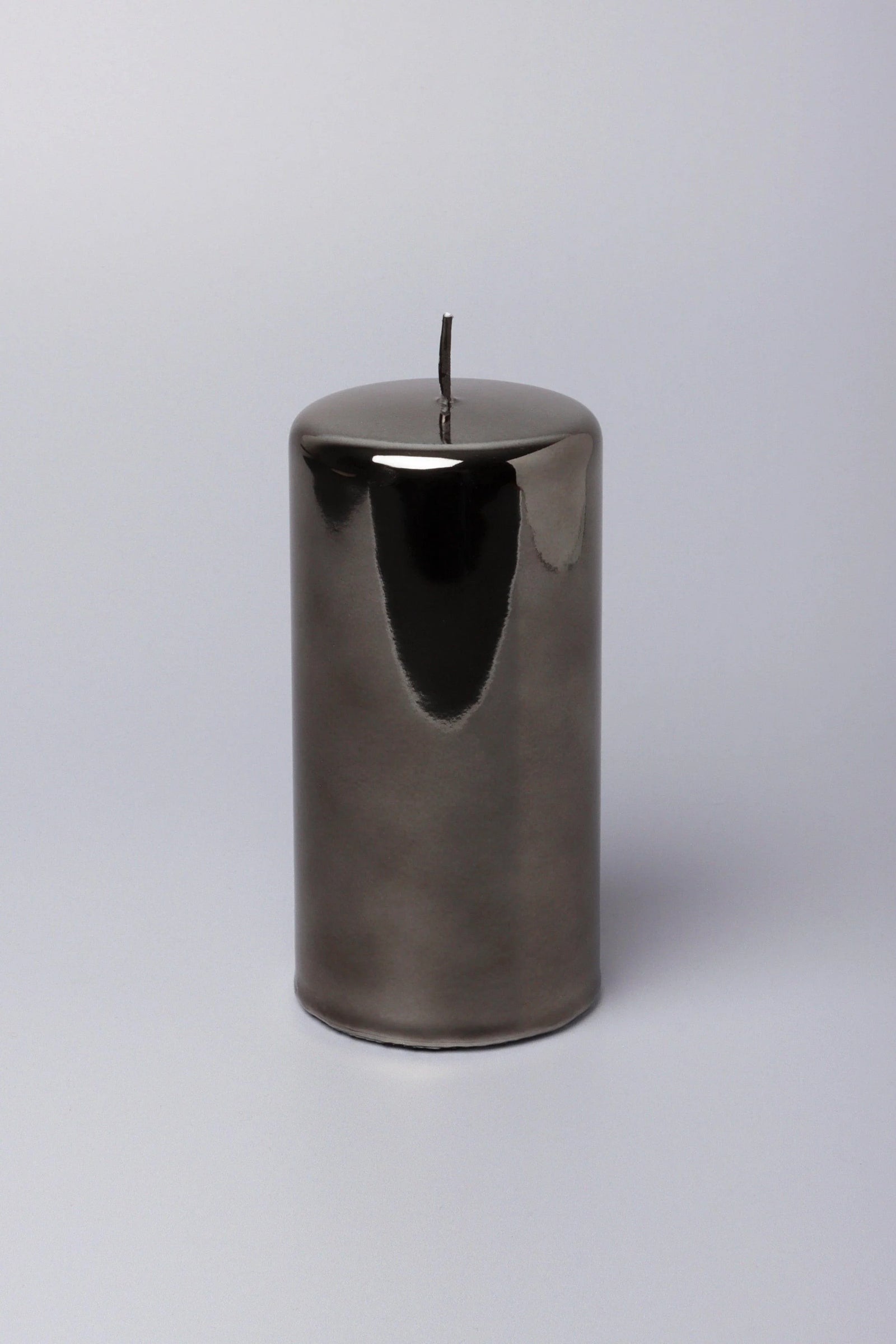 Clarae Reflet Mirror Glass Pillar and Ball Candle in Grey Mist — alternate view, G Decor