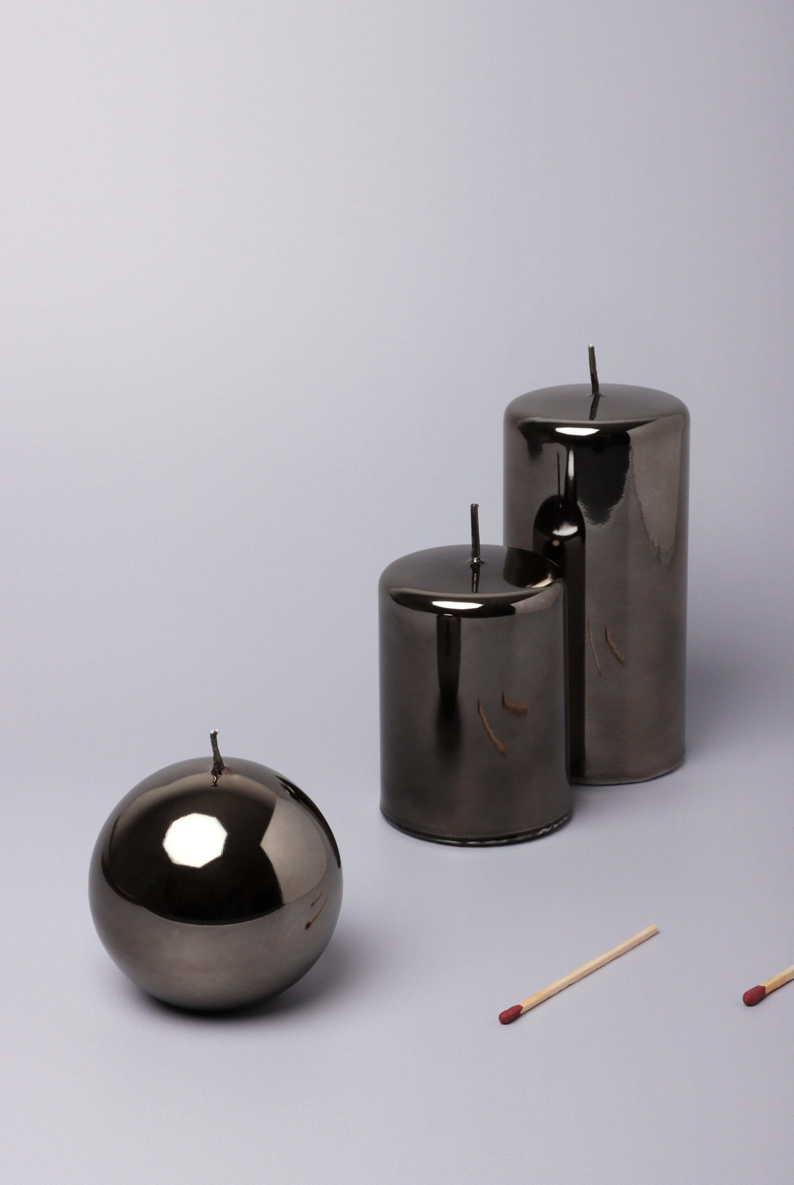 Mirror Glass Effect Limited Edition Clarae Reflet Grey Mist Pillar & Ball Candle - G Decor