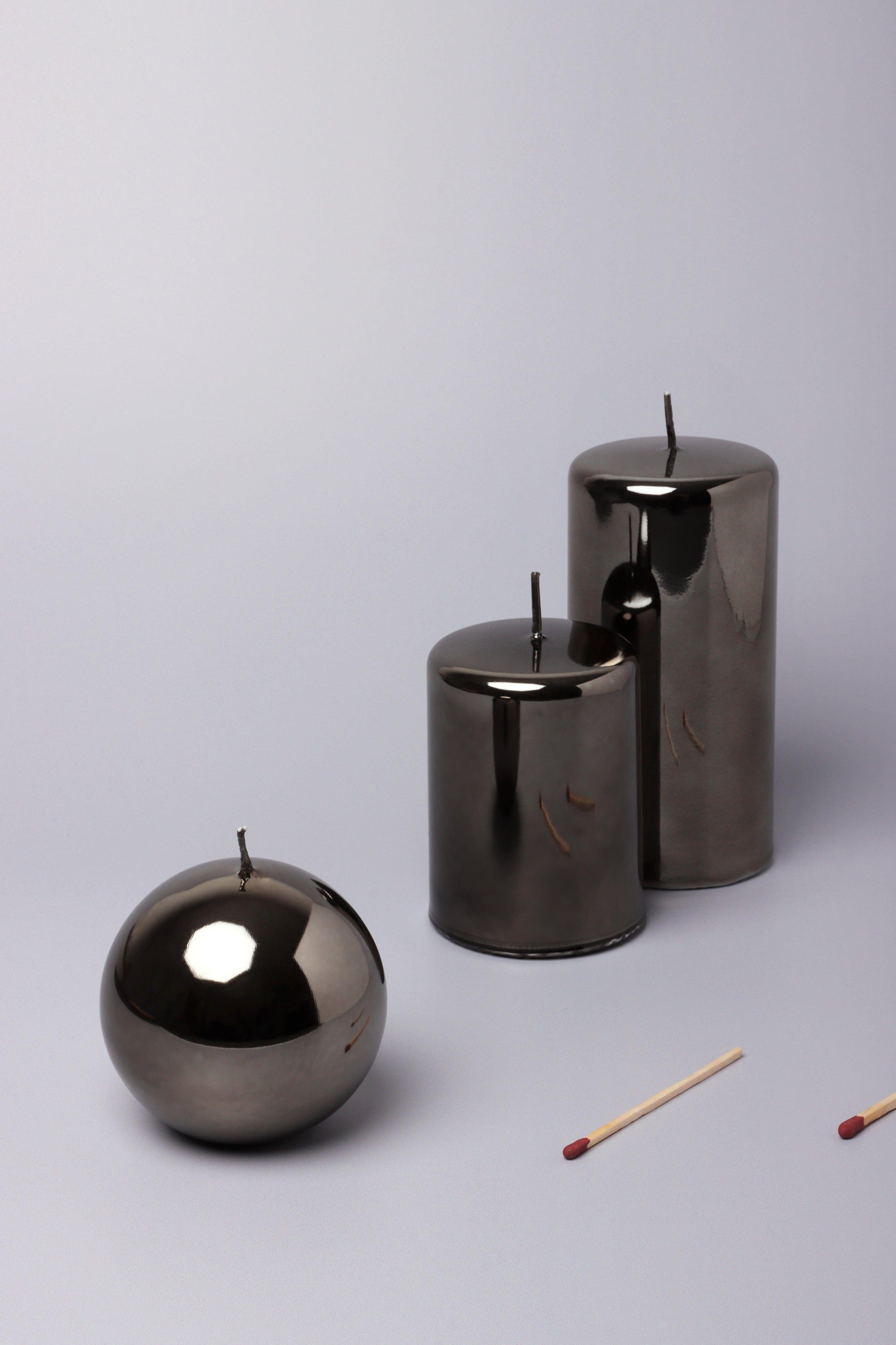 Mirror Glass Effect Limited Edition Clarae Reflet Grey Mist Pillar & Ball Candle - G Decor