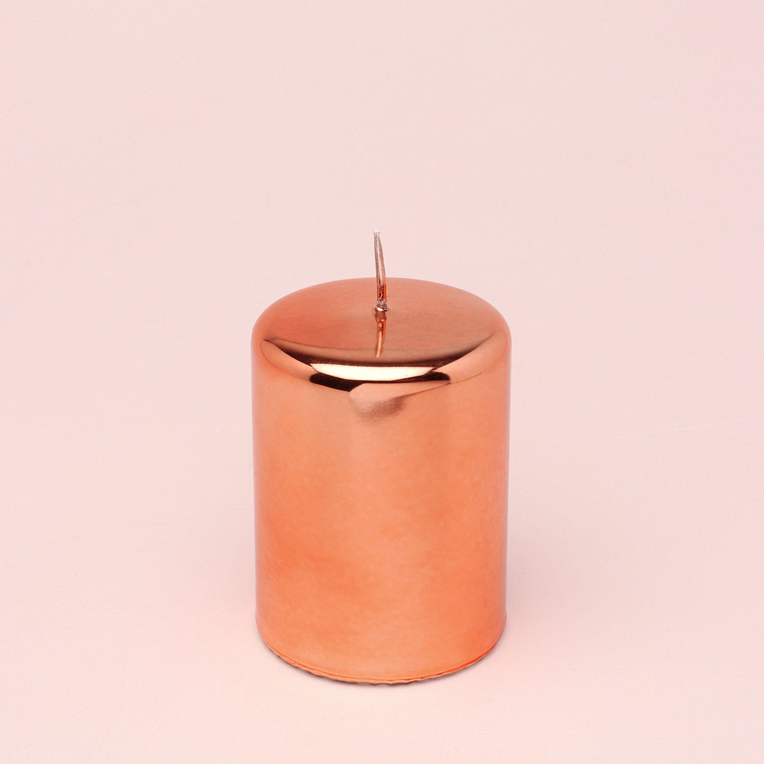 Mirror Glass Effect Limited Edition Clarae Reflet Rose Gold Pillar & Ball Candle - G Decor