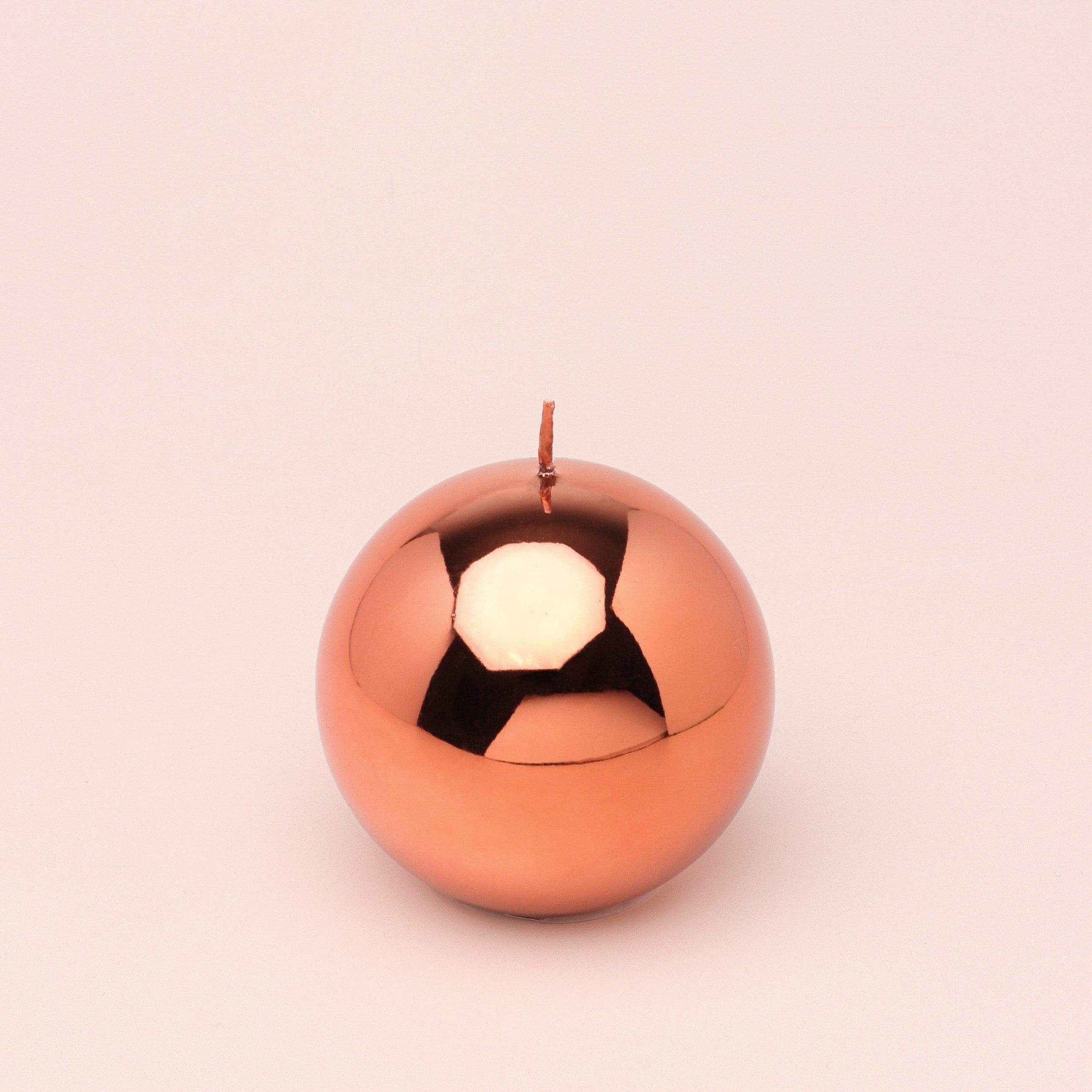 Mirror Glass Effect Limited Edition Clarae Reflet Rose Gold Pillar & Ball Candle - G Decor