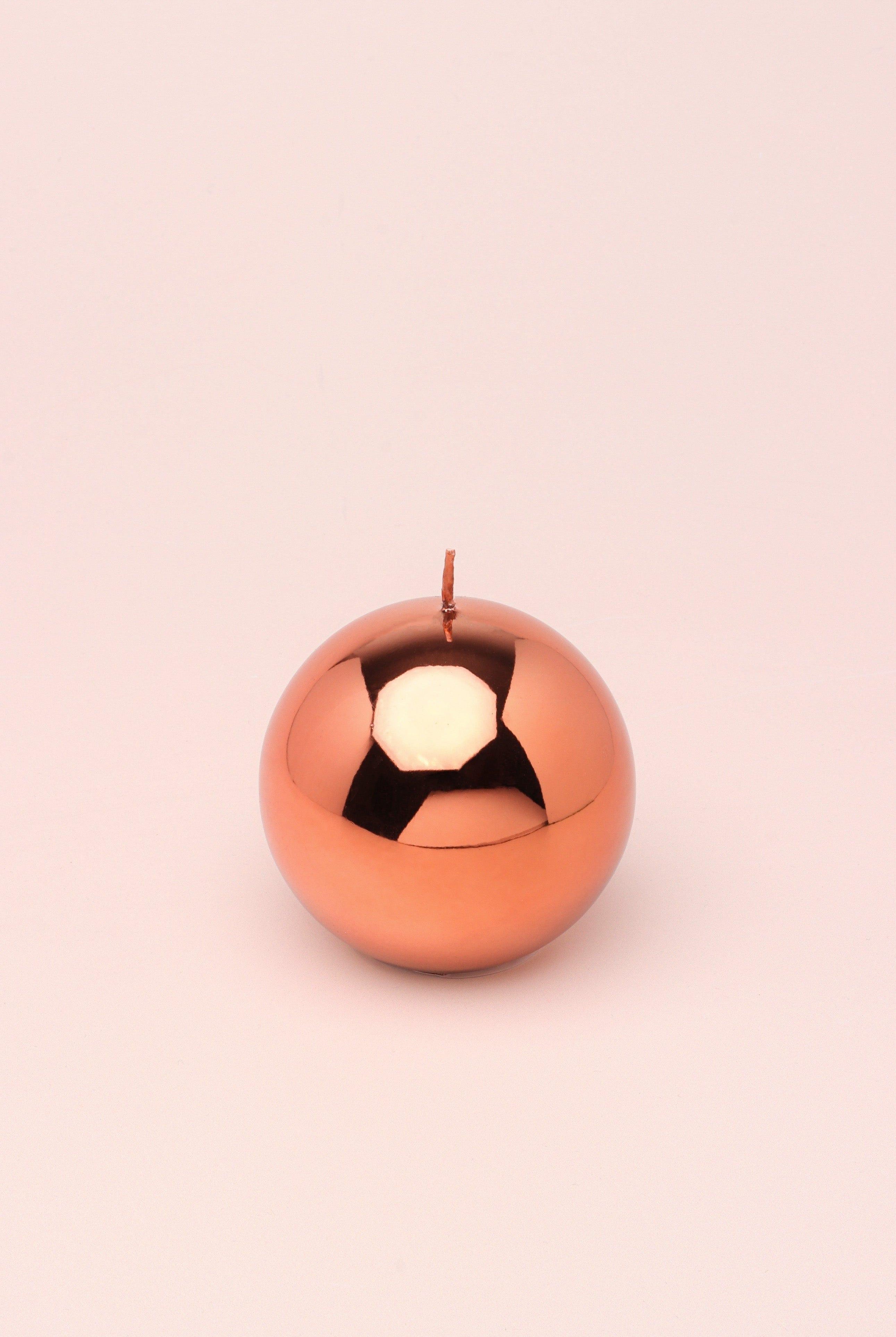 Mirror Glass Effect Limited Edition Clarae Reflet Rose Gold Pillar & Ball Candle - G Decor