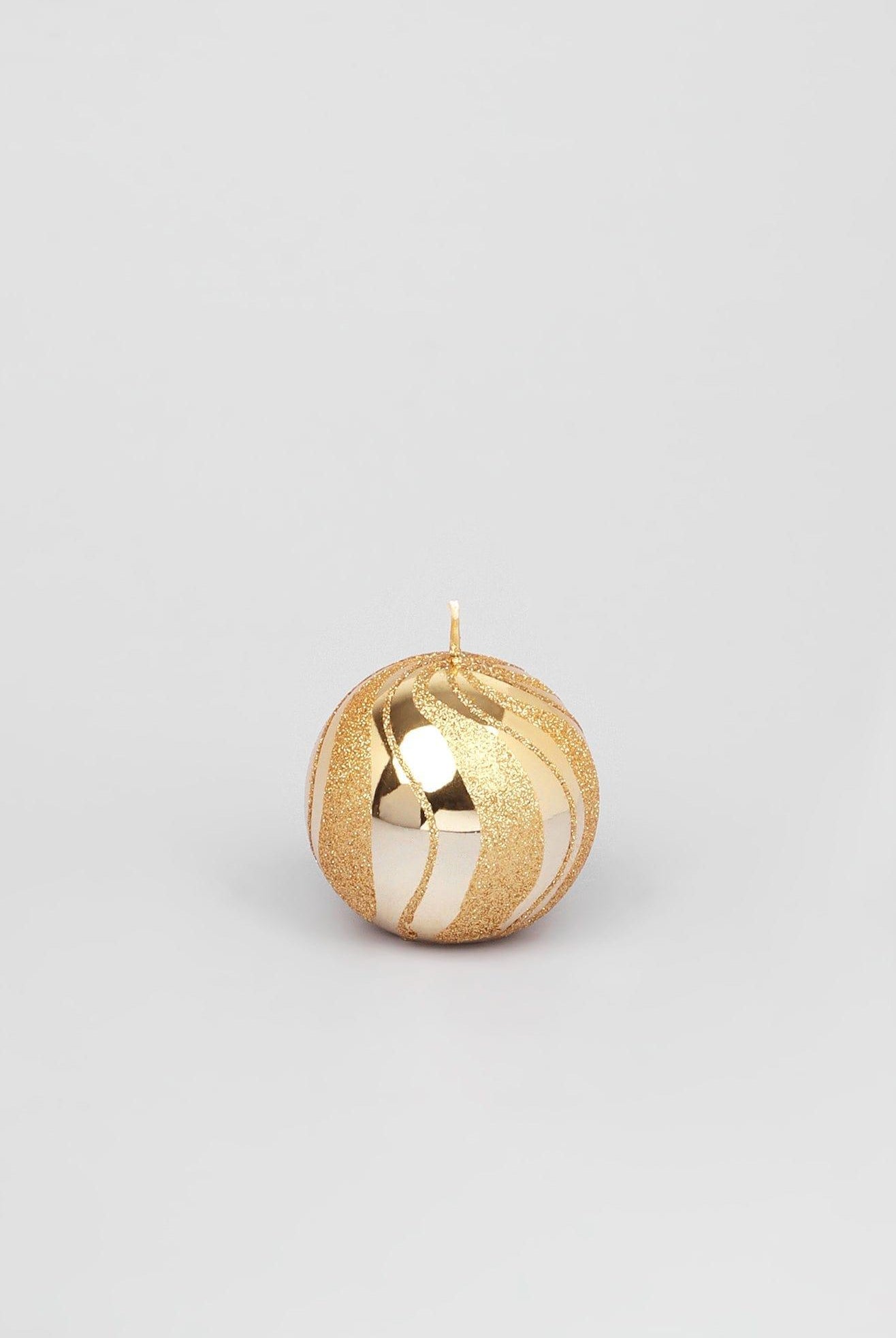 Mirror Glass Effect Limited Edition Hand-Finished Gold Spiral Glitter Pillar & Ball Candles - G Decor