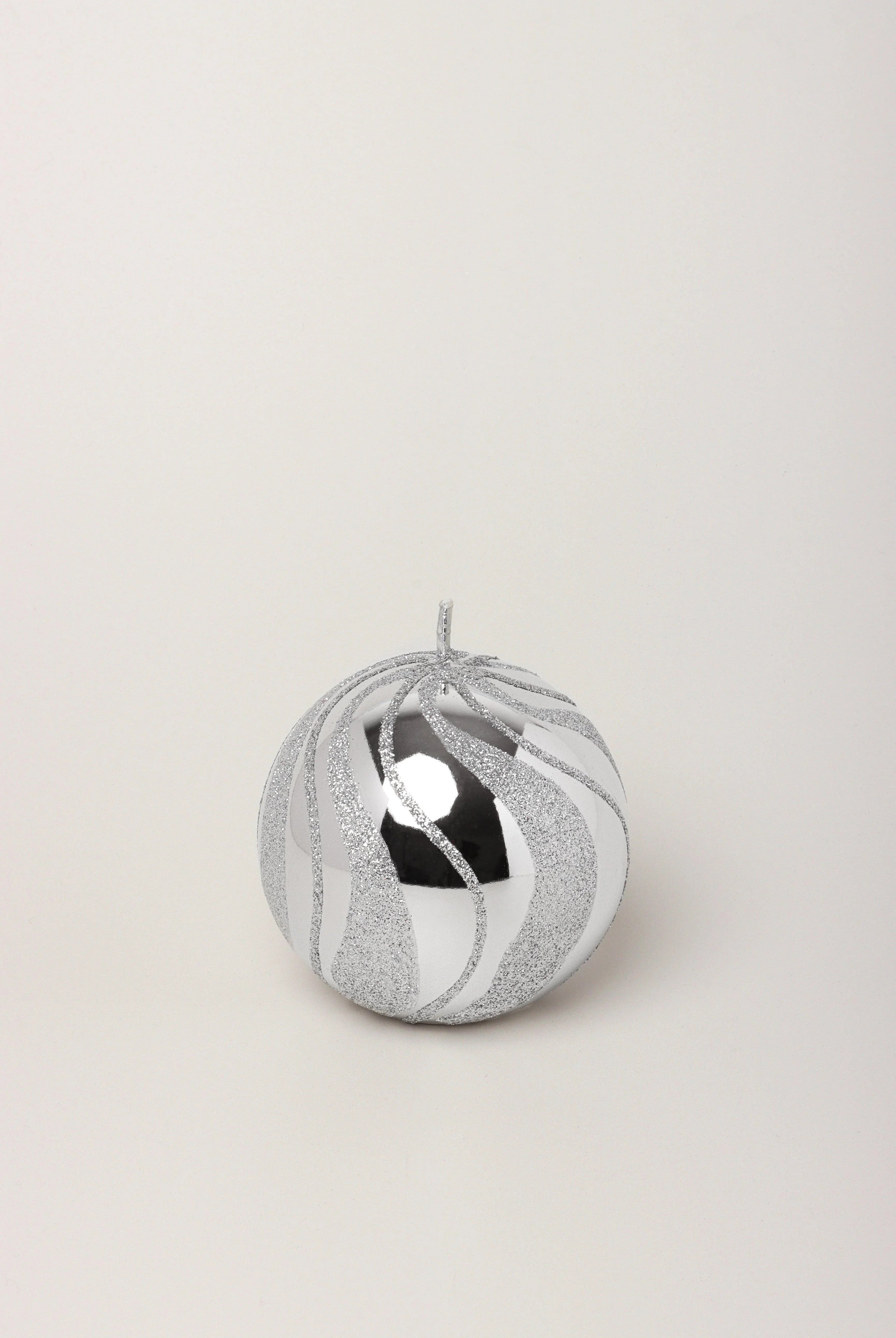 Mirror Glass Effect Limited Edition Hand-Finished Silver Swirl Glitter Pillar & Ball Candles - G Decor