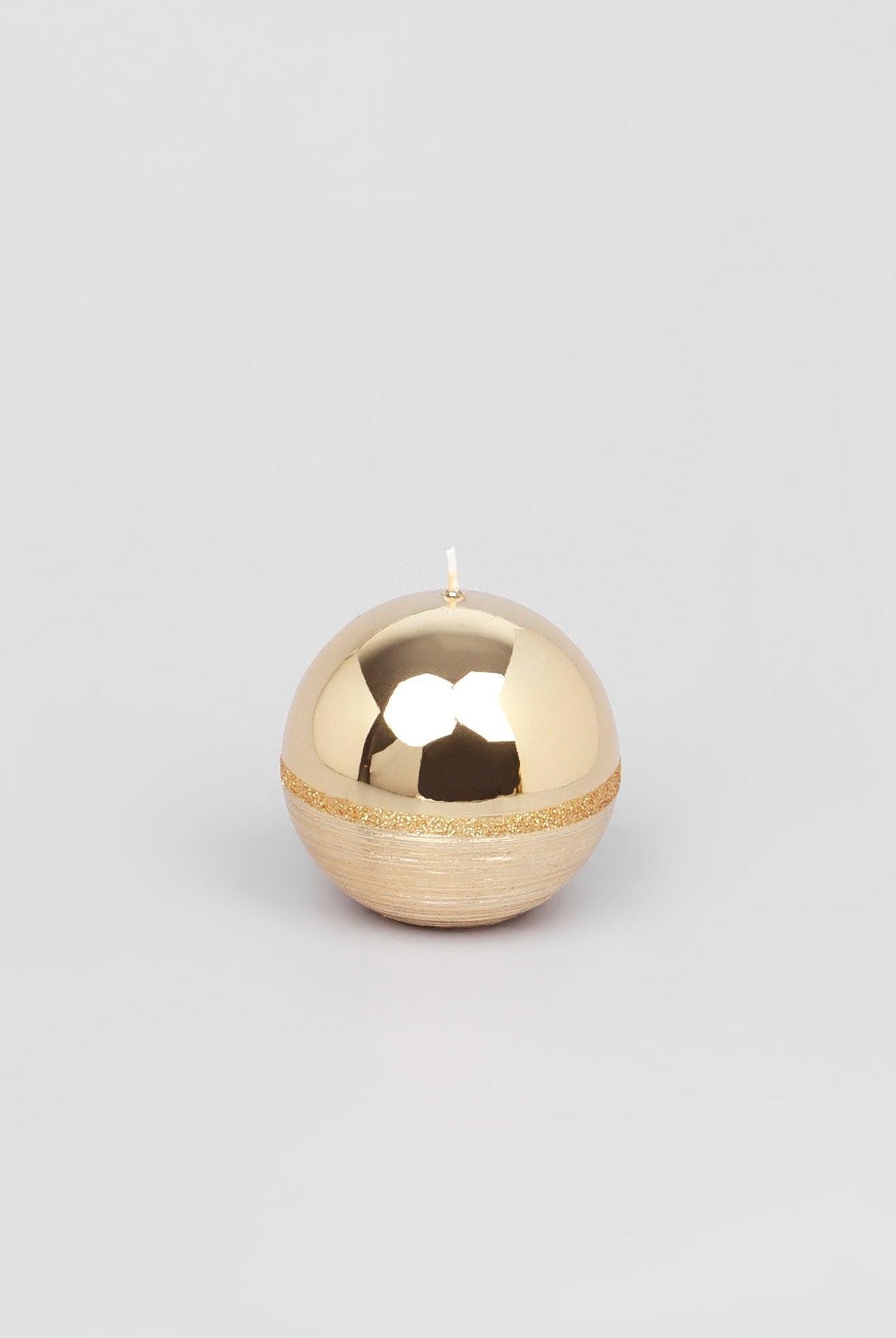 Mirror Glass Effect Limited Edition Hand-Finished Two-Tone Gold Luxe Pillar & Ball Candles - G Decor