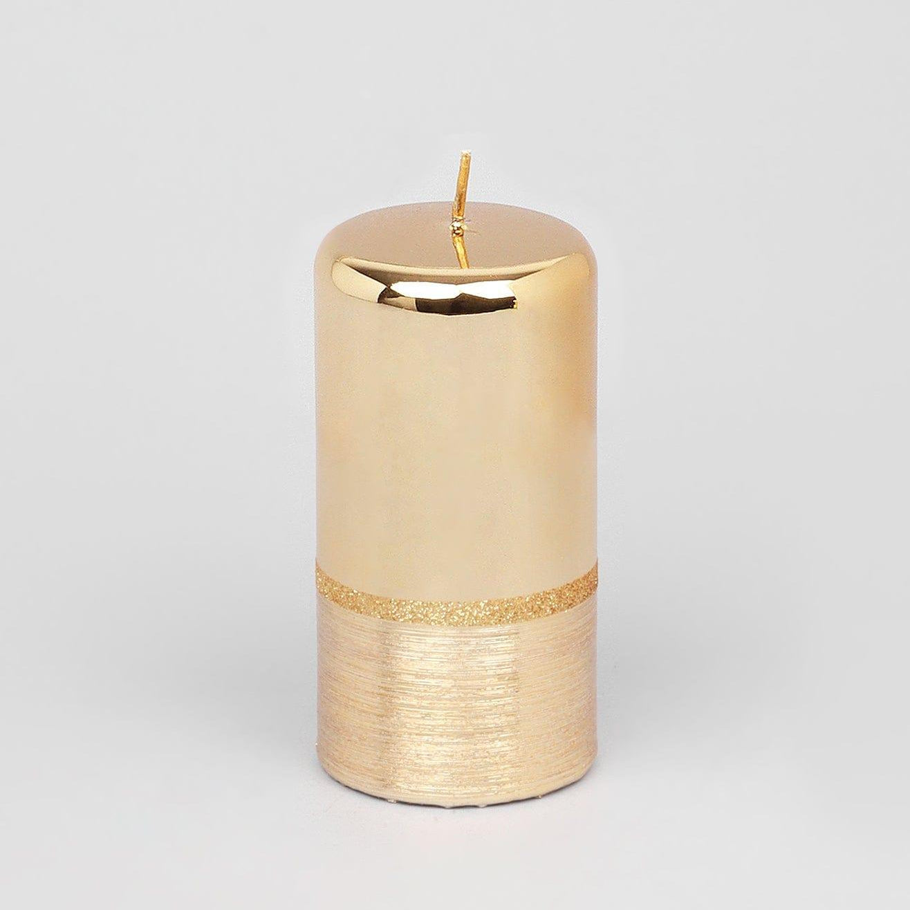 Mirror Glass Effect Limited Edition Hand-Finished Two-Tone Gold Luxe Pillar & Ball Candles - G Decor