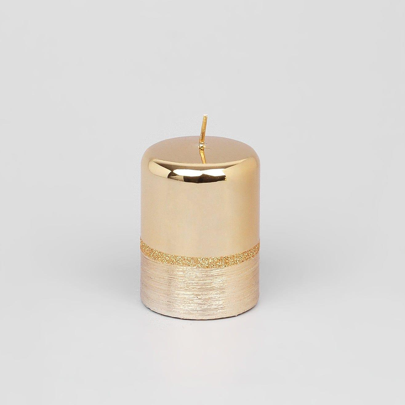 Mirror Glass Effect Limited Edition Hand-Finished Two-Tone Gold Luxe Pillar & Ball Candles - G Decor