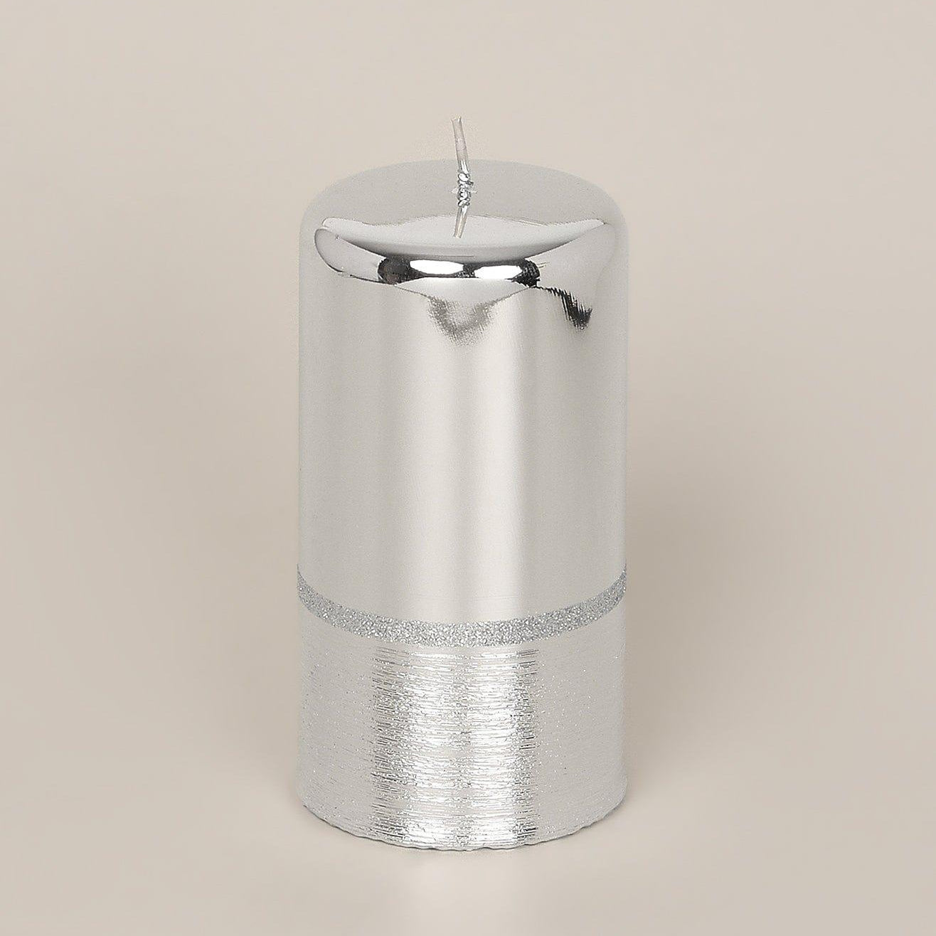 Mirror Glass Effect Limited Edition Hand-Finished Two-Tone Silver Glow Pillar & Ball Candles - G Decor