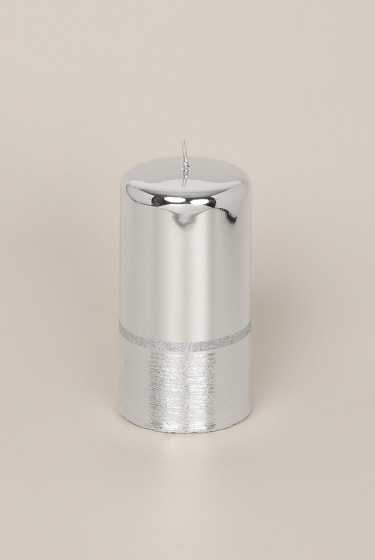 Mirror Glass Effect Limited Edition Hand-Finished Two-Tone Silver Glow Pillar & Ball Candles - G Decor