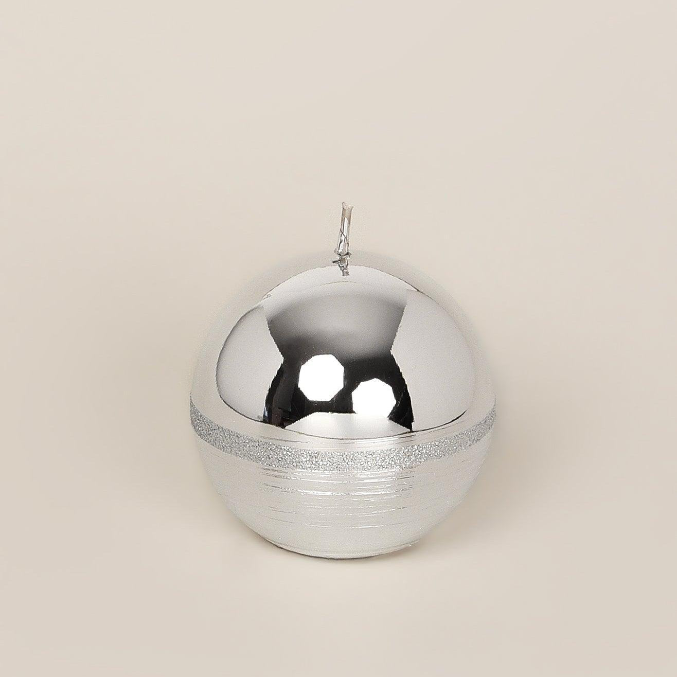 Mirror Glass Effect Limited Edition Hand-Finished Two-Tone Silver Glow Pillar & Ball Candles - G Decor