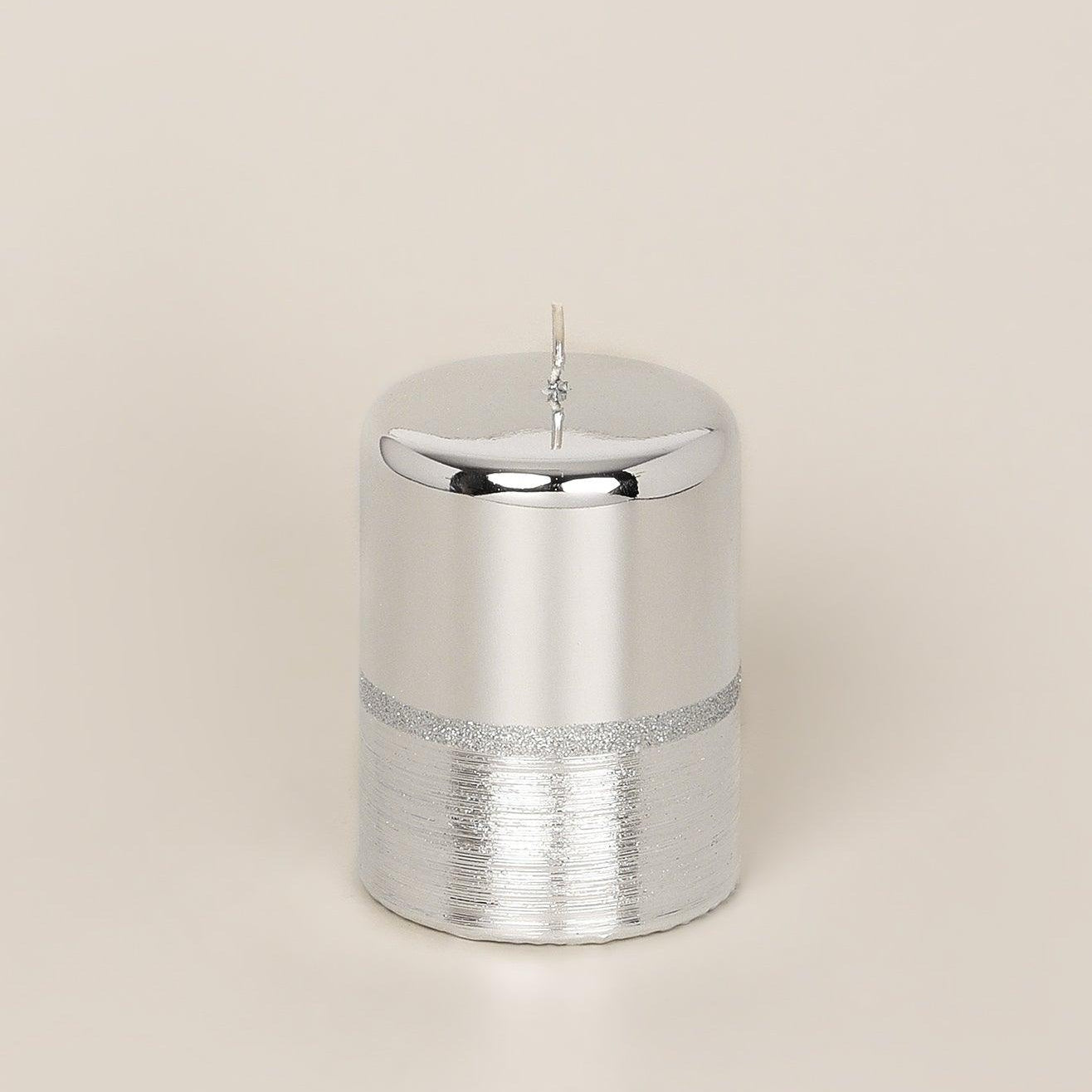 Mirror Glass Effect Limited Edition Hand-Finished Two-Tone Silver Glow Pillar & Ball Candles - G Decor