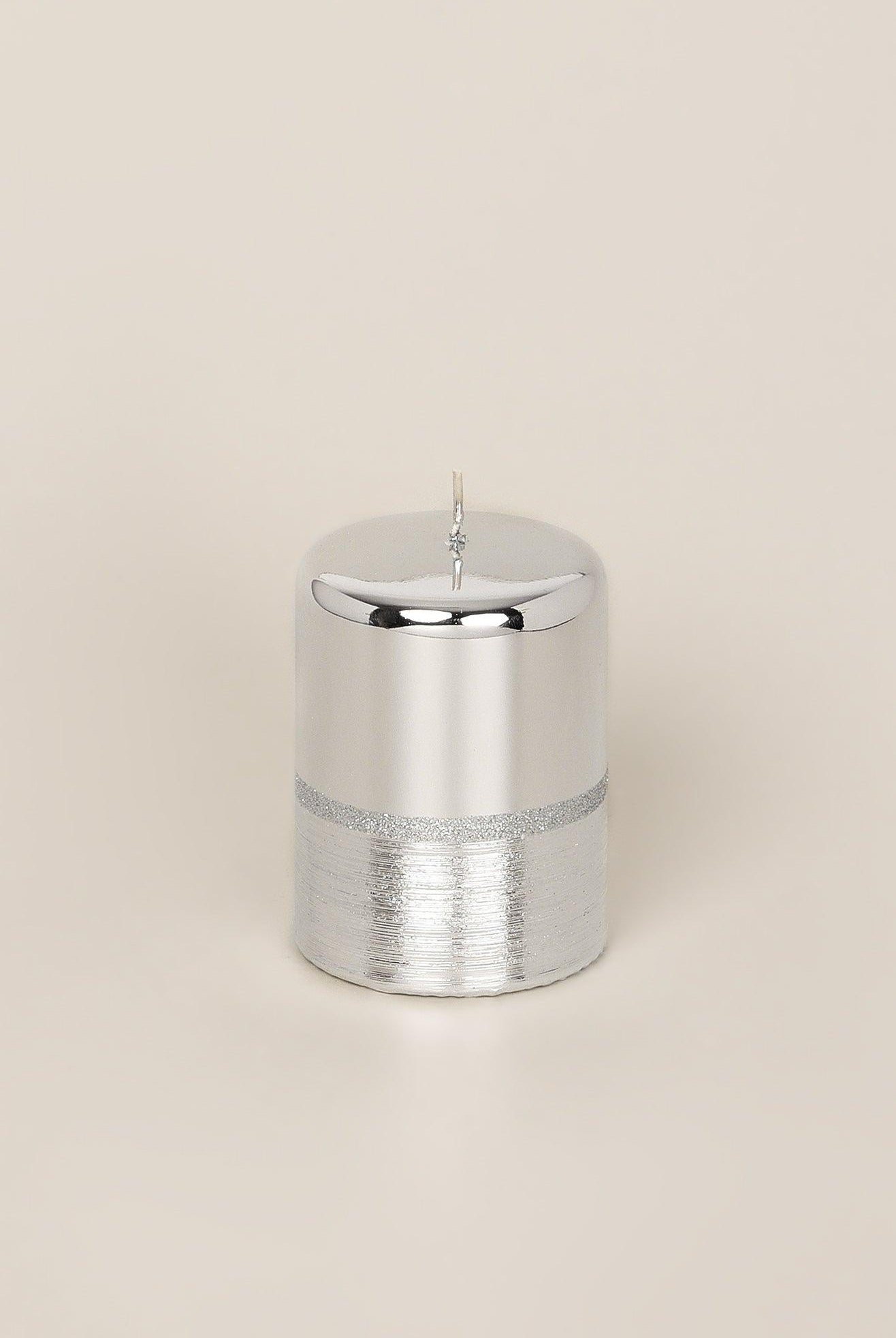 Mirror Glass Effect Limited Edition Hand-Finished Two-Tone Silver Glow Pillar & Ball Candles - G Decor