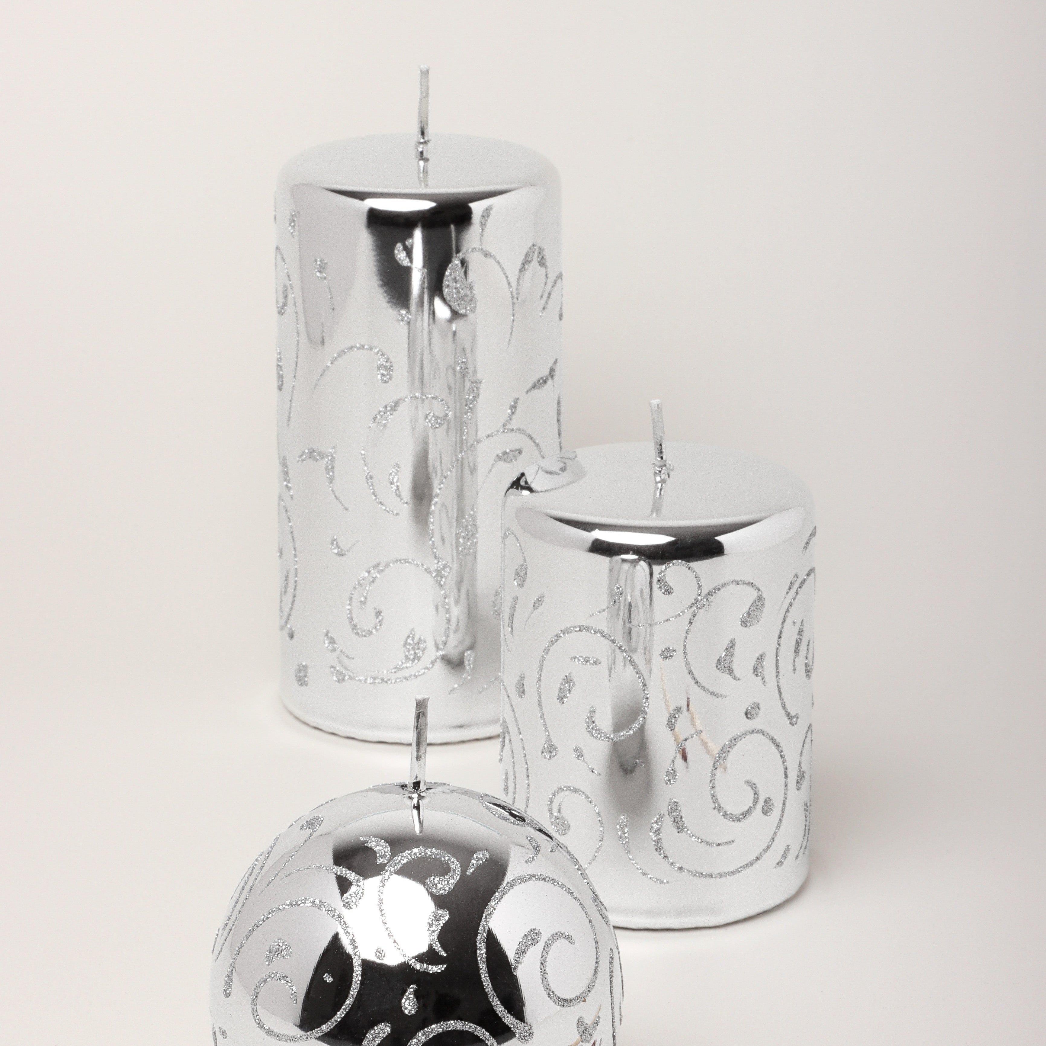 Mirror Glass Effect Twilight Hand-Finished Limited Edition Glitter Pillar & Ball Candles - G Decor