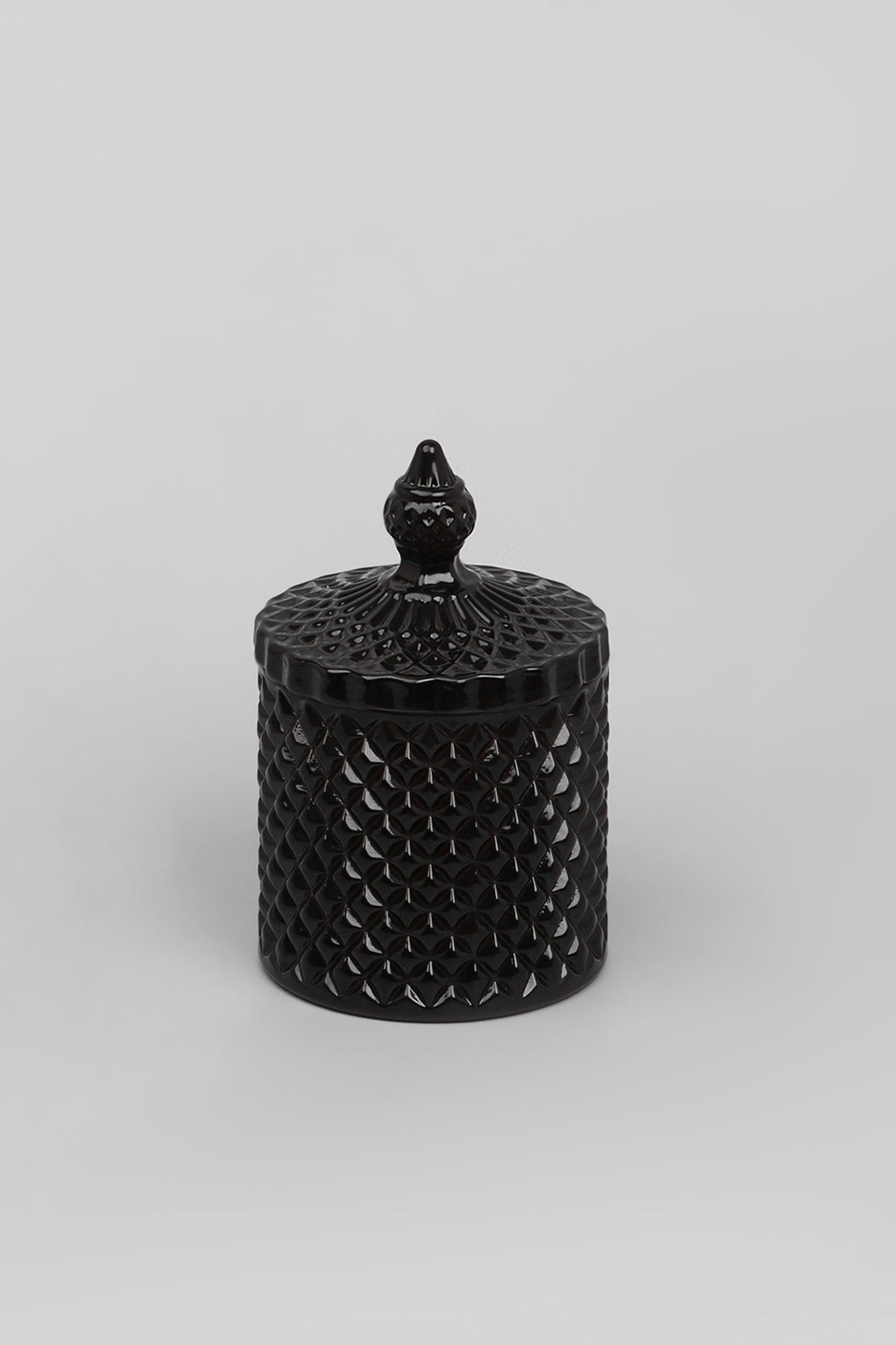 G Decor Candles Black Misumi Scented Sandalwood Perfect for Meditation, Black Diamond Glass Jar Candle